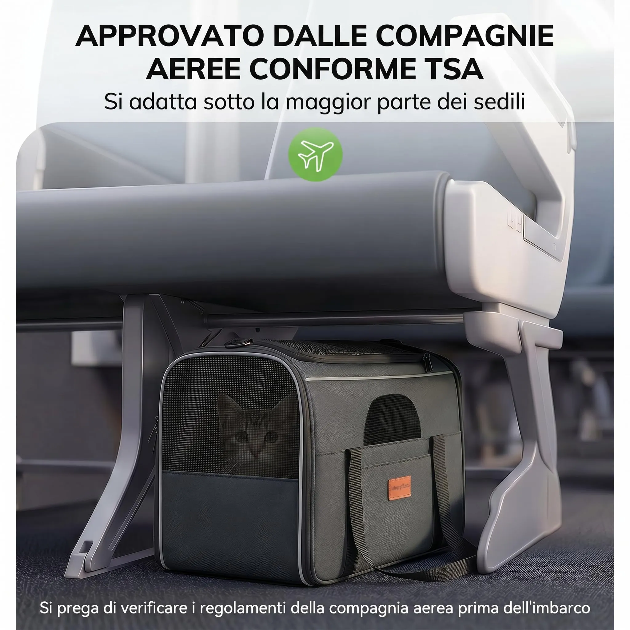 Morpilot Trasportino per gatti e cani, pieghevole, 42x28x28cm, Grigio fumo chiaro - immagine 7