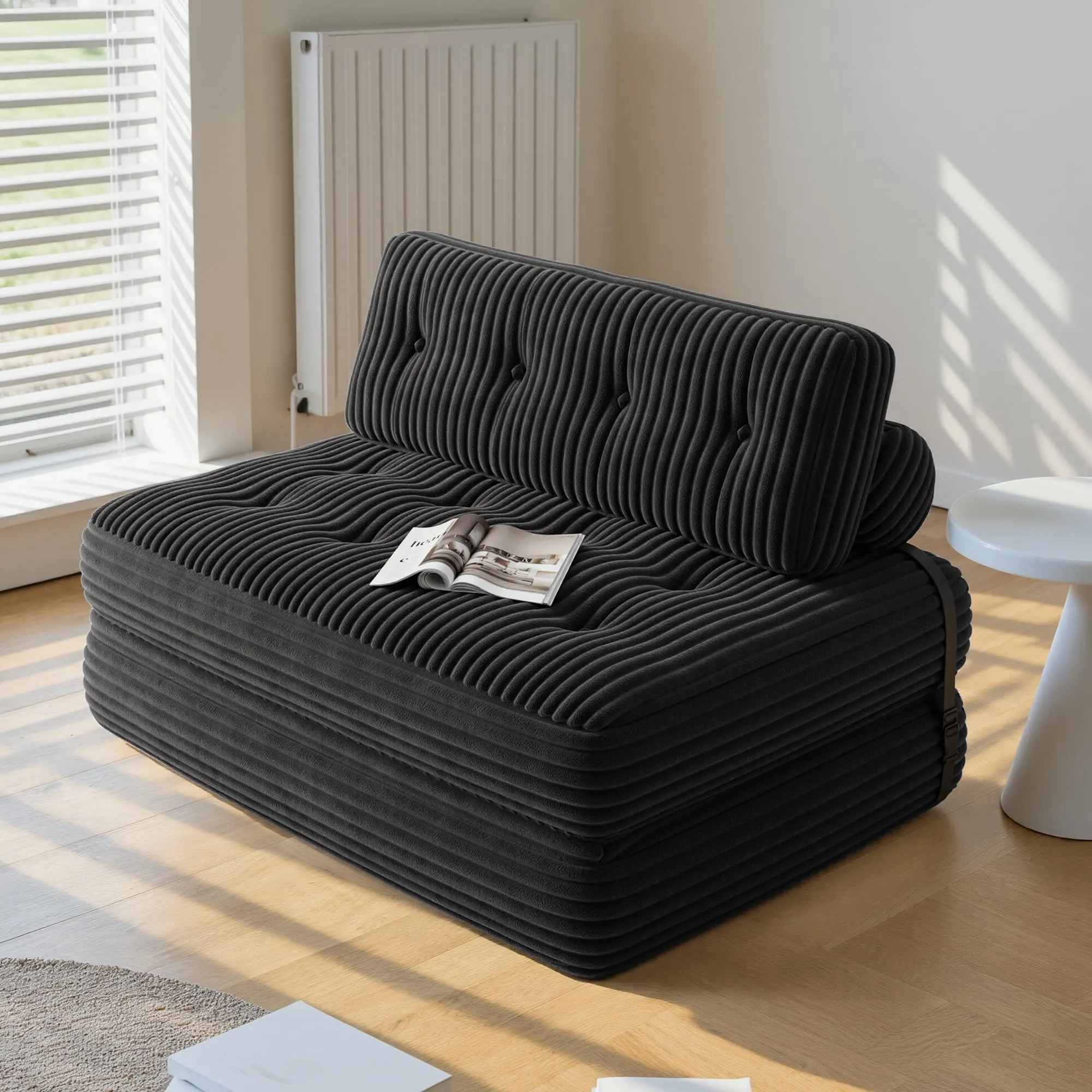 Xbro Divano Letto Matrimoniale 2 Posti Pieghevole, 180x130 cm, Grigio Scuro - immagine 2