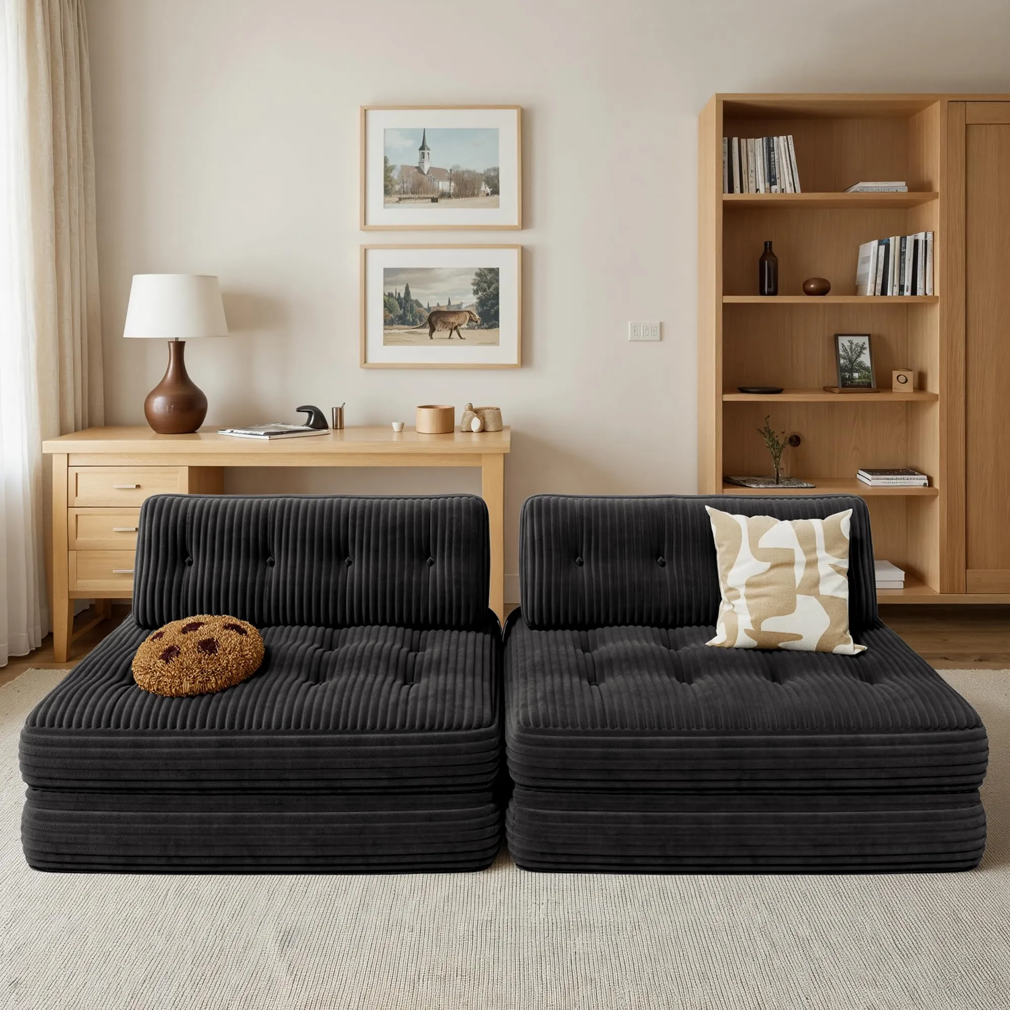 Xbro Divano Letto Matrimoniale 2 Posti Pieghevole, 180x130 cm, Grigio Scuro - immagine 7