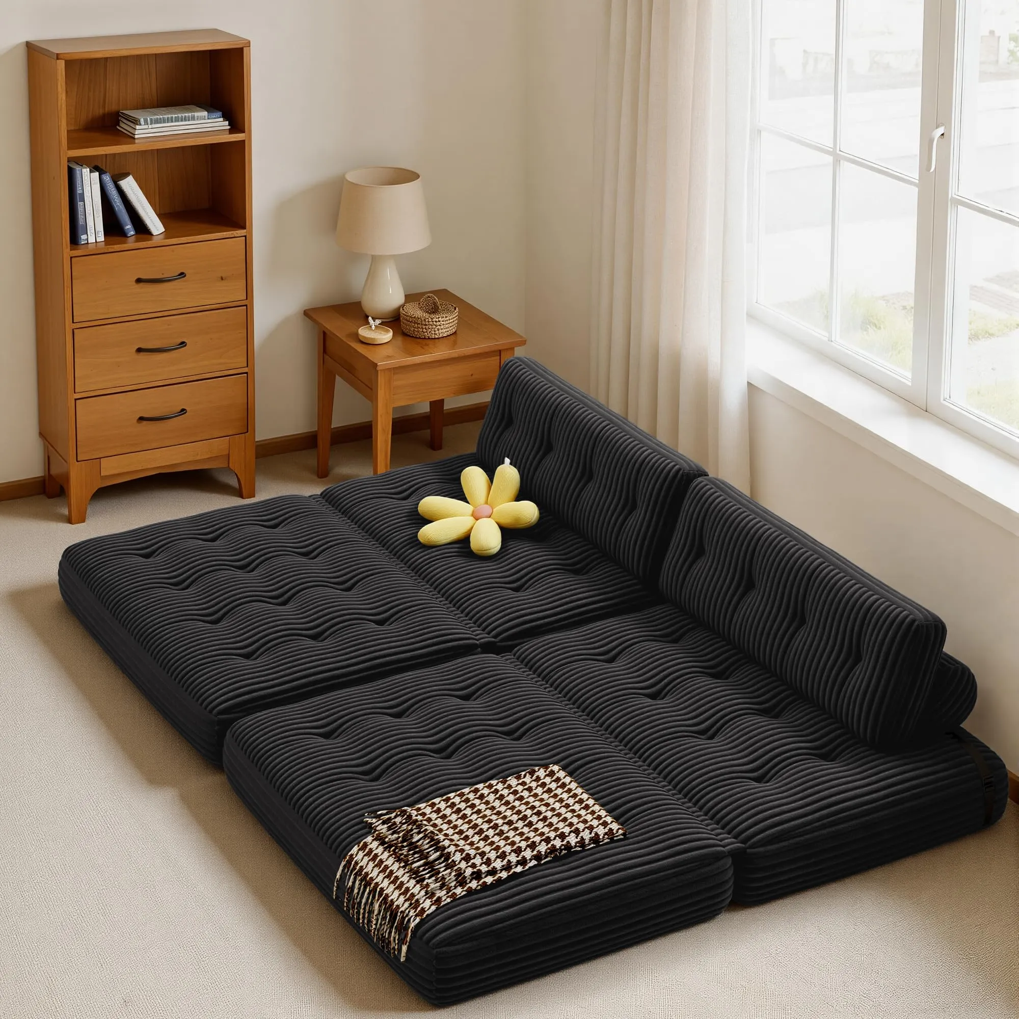 Xbro Divano Letto Matrimoniale 2 Posti Pieghevole, 180x130 cm, Grigio Scuro - immagine 8