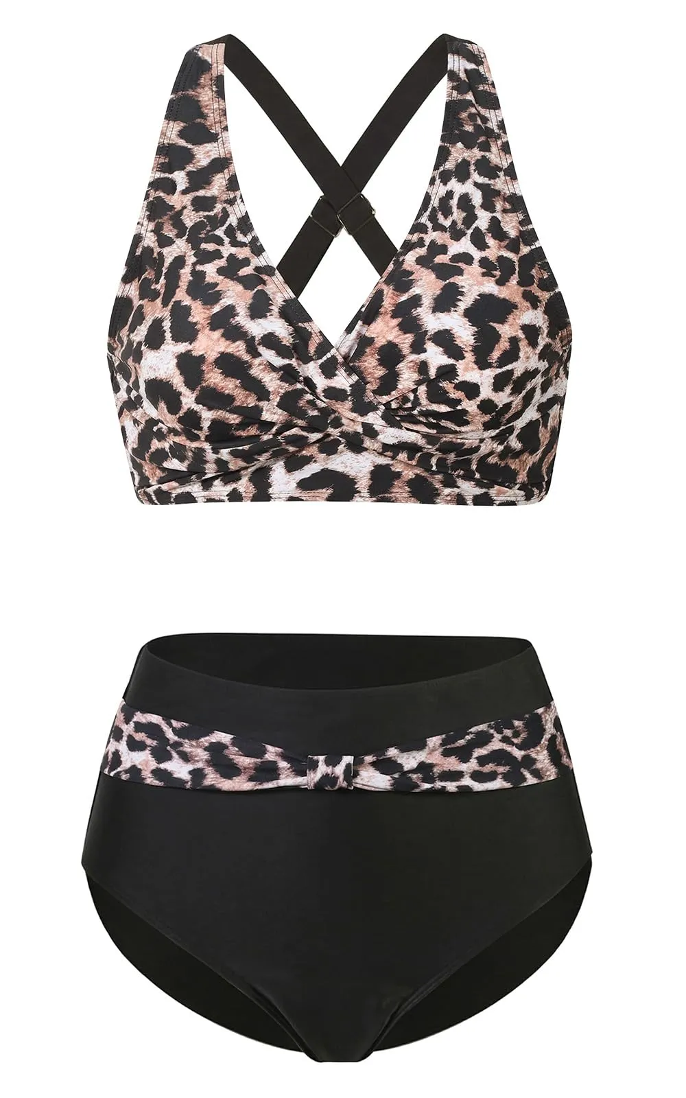 Adigaber Costume da Bagno Due Pezzi Donna Vita Alta Stampato Bikini Set - immagine 3