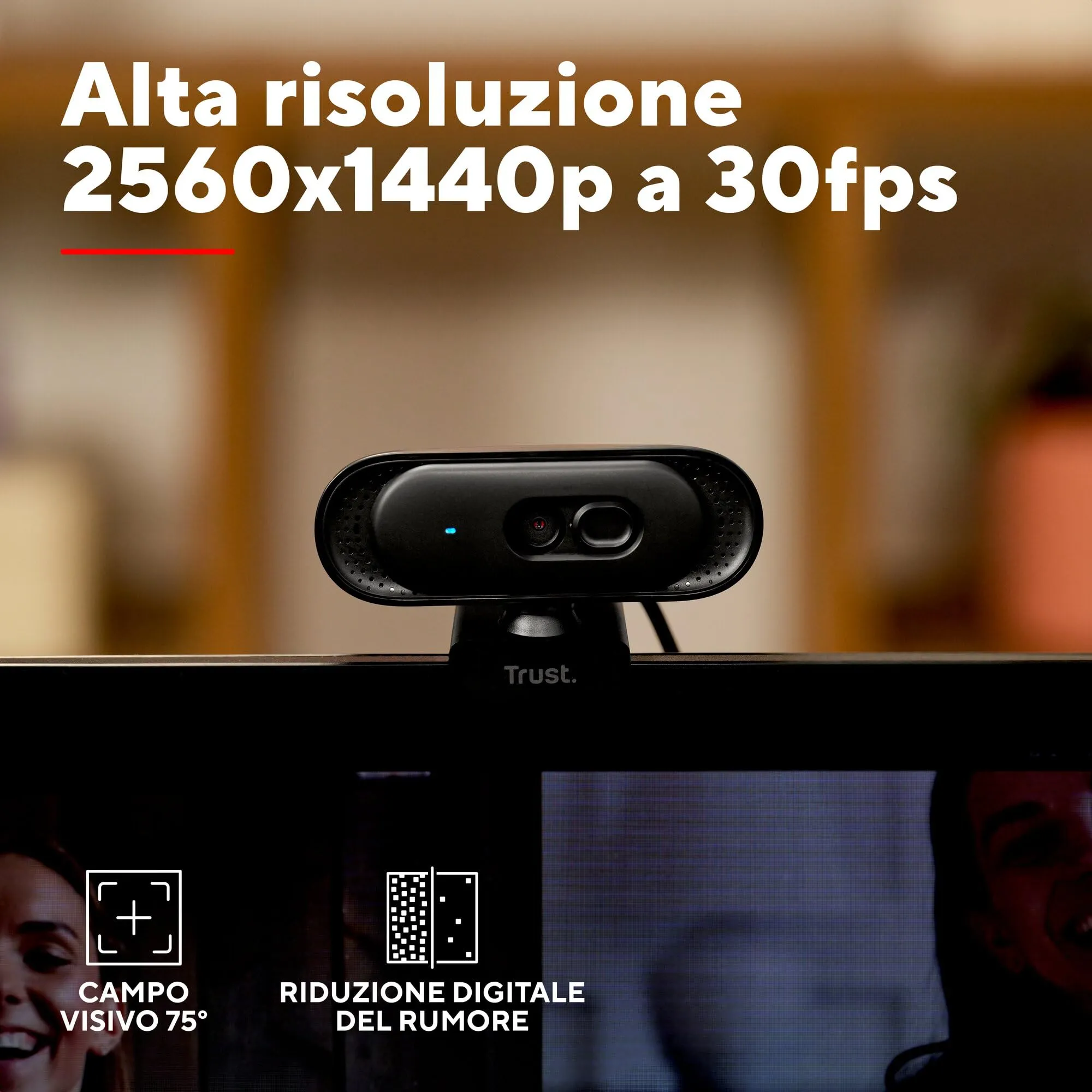 Trust Ovala 2K QHD Webcam con Microfono e Filtro Privacy, Nero - immagine 3