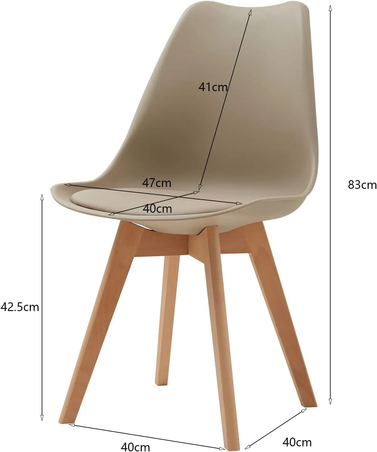 GrandCA HOME Set di 12 Sedie Imbottite con Gambe in Legno di Faggio, Cachi - immagine 3