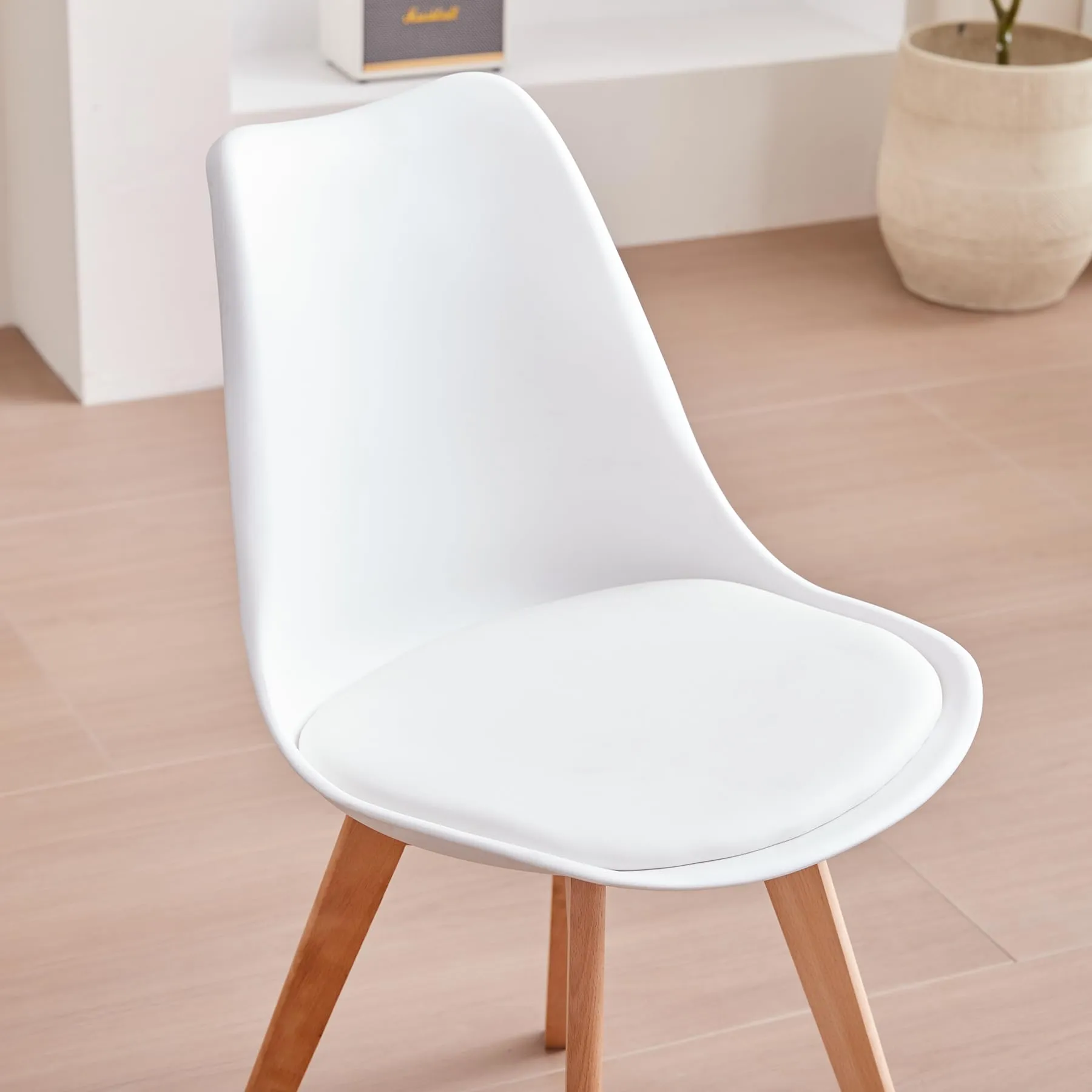 GrandCA HOME Set di 12 Sedie Imbottite con Gambe in Legno di Faggio, Bianco - immagine 12