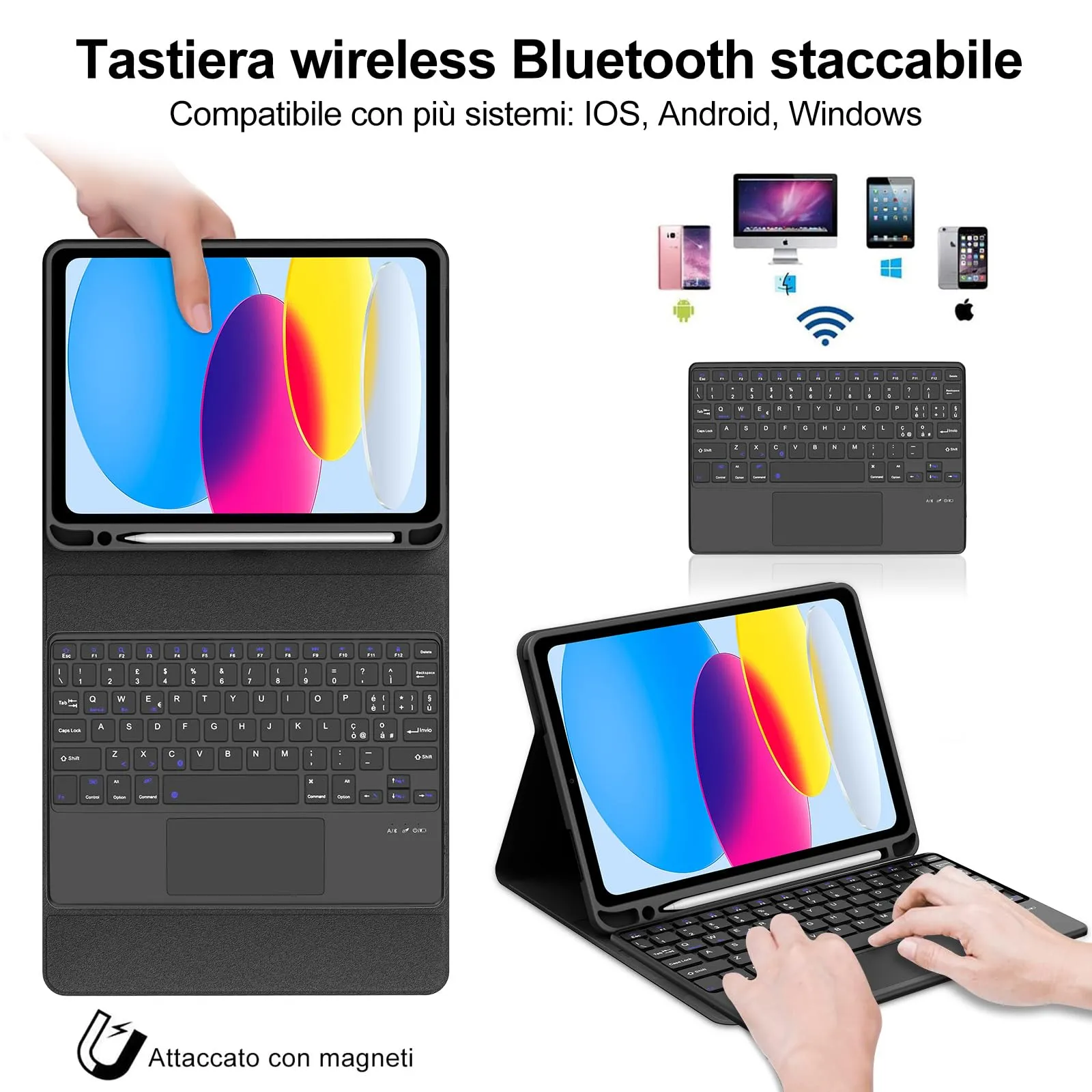 IVEOPPE Tastiera con Touchpad per iPad 11 Generazione 11" (2025) e iPad 10 Generazione 10.9" (2022) A16 - immagine 3