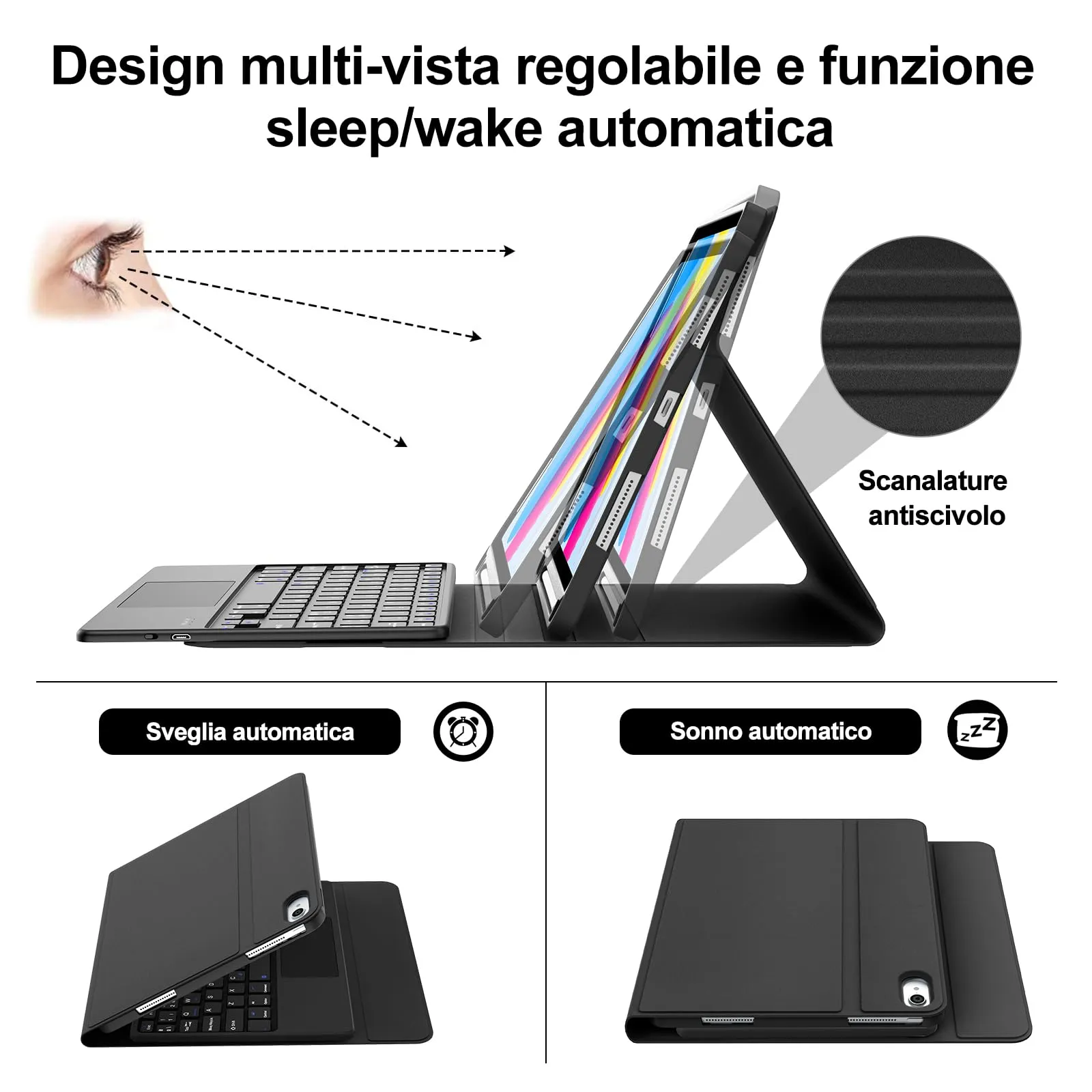 IVEOPPE Tastiera con Touchpad per iPad 11 Generazione 11" (2025) e iPad 10 Generazione 10.9" (2022) A16 - immagine 6