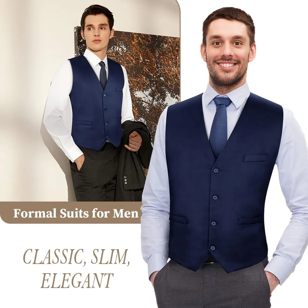 AUYAO Gilet Gotico Classico Formale per Uomo, Blu Navy, XL - immagine 5