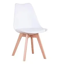 GrandCA HOME Set di 10 Sedie Imbottite con Gambe in Legno di Faggio, Bianco - immagine 8
