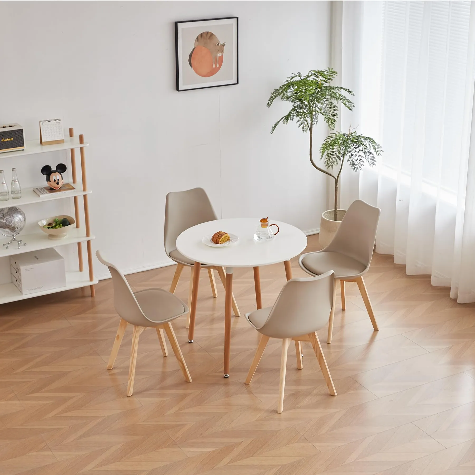 GrandCA HOME Set di 10 Sedie Imbottite con Gambe in Legno di Faggio, Cachi - immagine 3