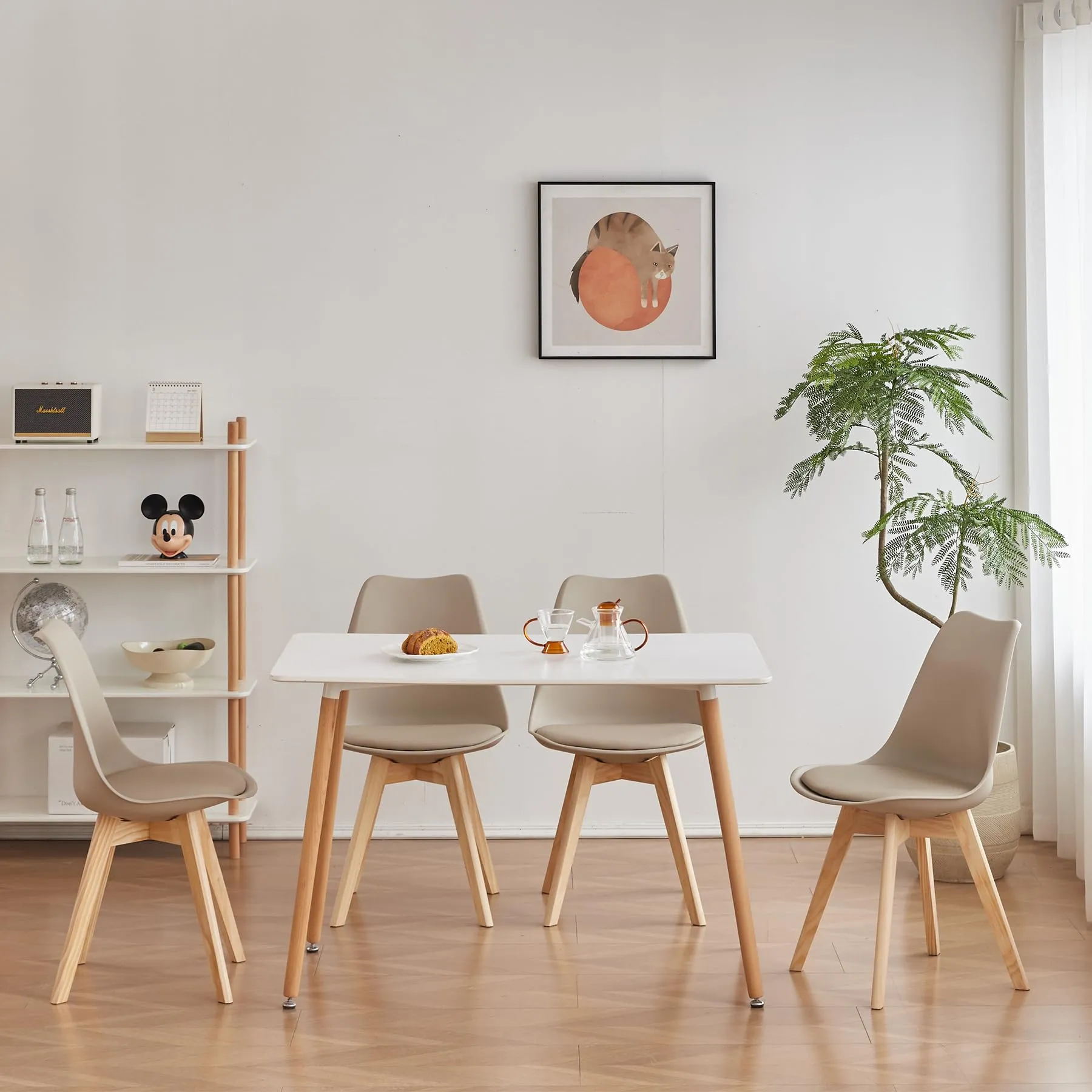 GrandCA HOME Set di 10 Sedie Imbottite con Gambe in Legno di Faggio, Cachi - immagine 4