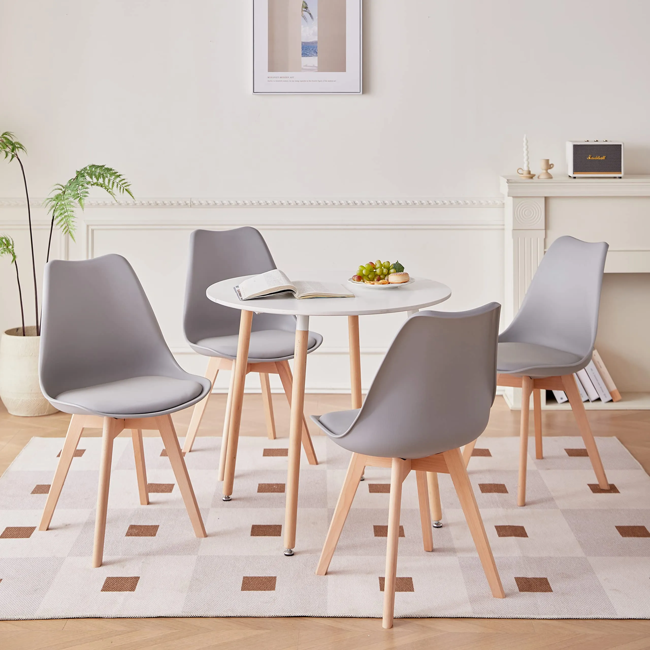 GrandCA HOME Set di 10 Sedie Sala da Pranzo in Legno di Faggio, Grigio - immagine 3