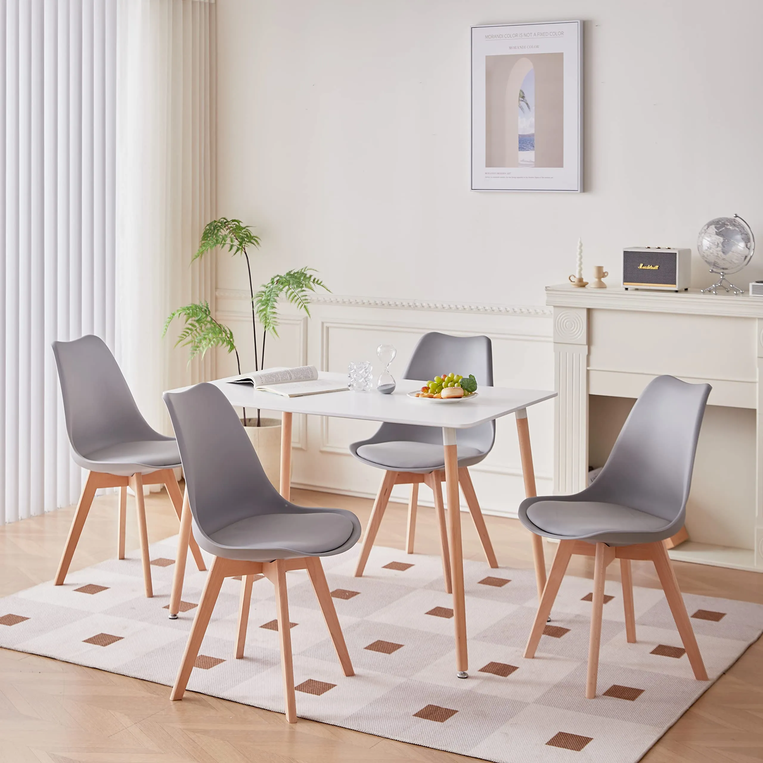 GrandCA HOME Set di 10 Sedie Sala da Pranzo in Legno di Faggio, Grigio - immagine 4
