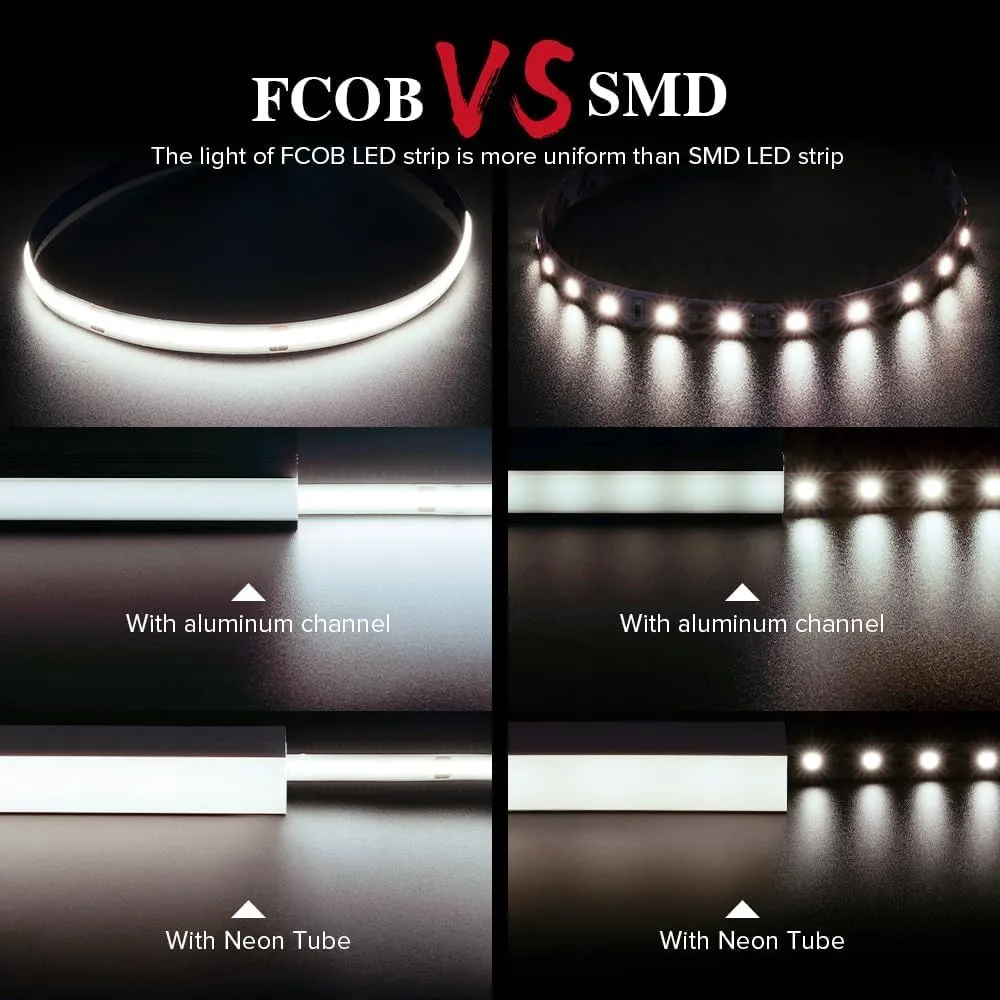 BTF-LIGHTING FCOB COB LED Strip 24V Natural White 4000K 10M 480LED/m - immagine 2