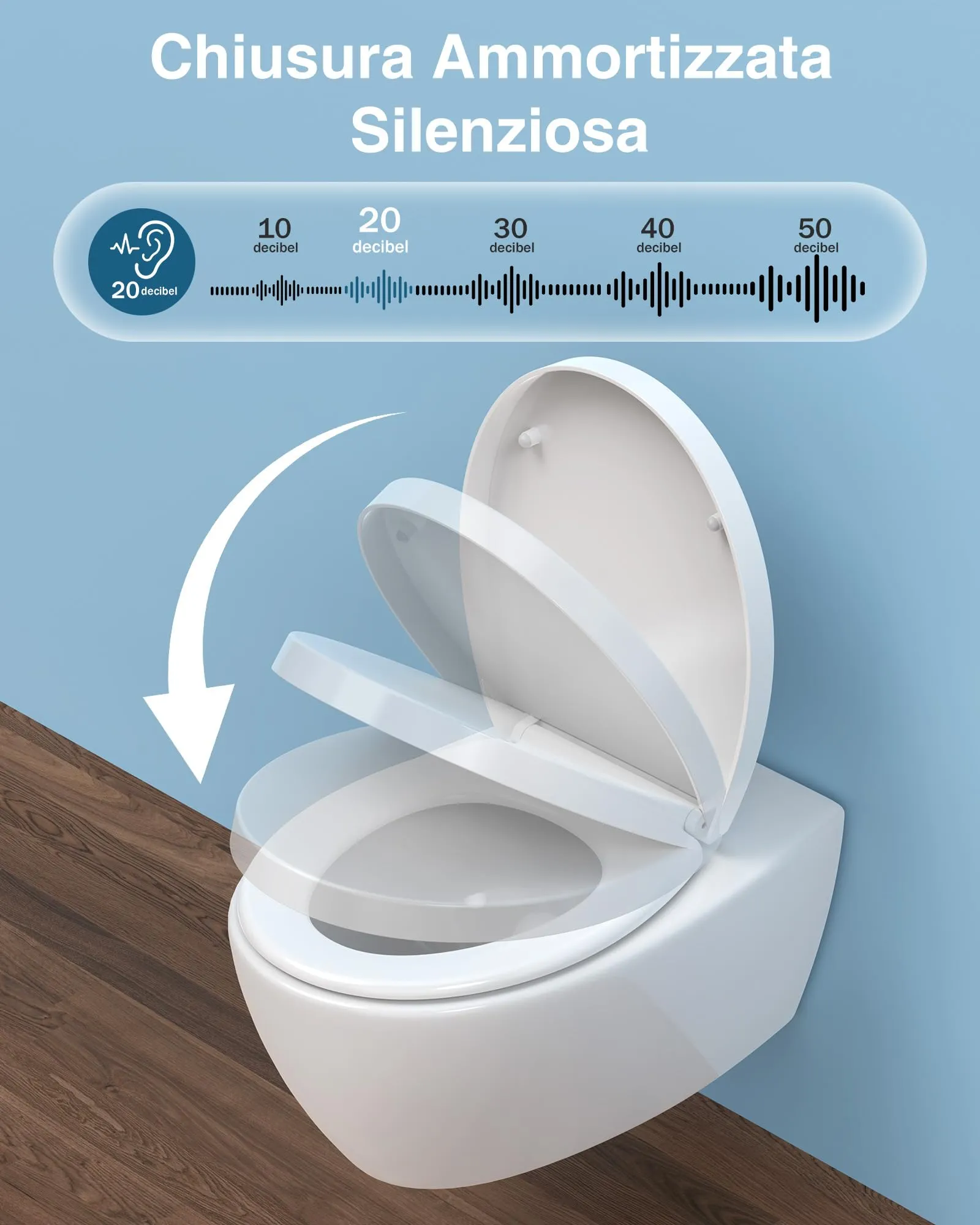 YEAUPE PRO Tavoletta WC Universale Forma O in PP, Chiusura Ammortizzata - immagine 4