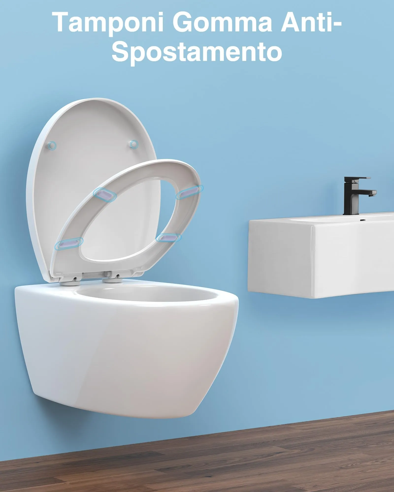 YEAUPE PRO Tavoletta WC Universale Forma O in PP, Chiusura Ammortizzata - immagine 5