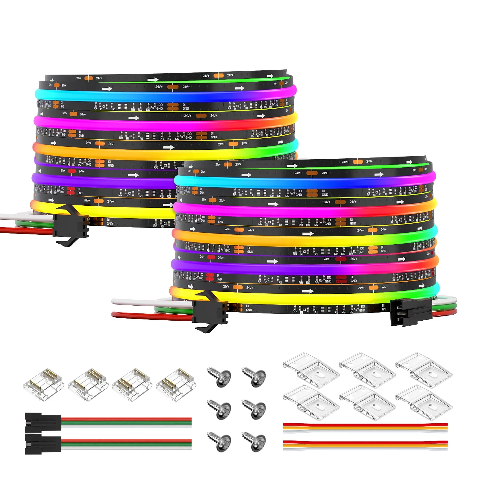 BTF-LIGHTING Striscia LED FCOB RGBIC WS2811 10M (2x5M) 720LEDs/m PCB Nero - immagine 1