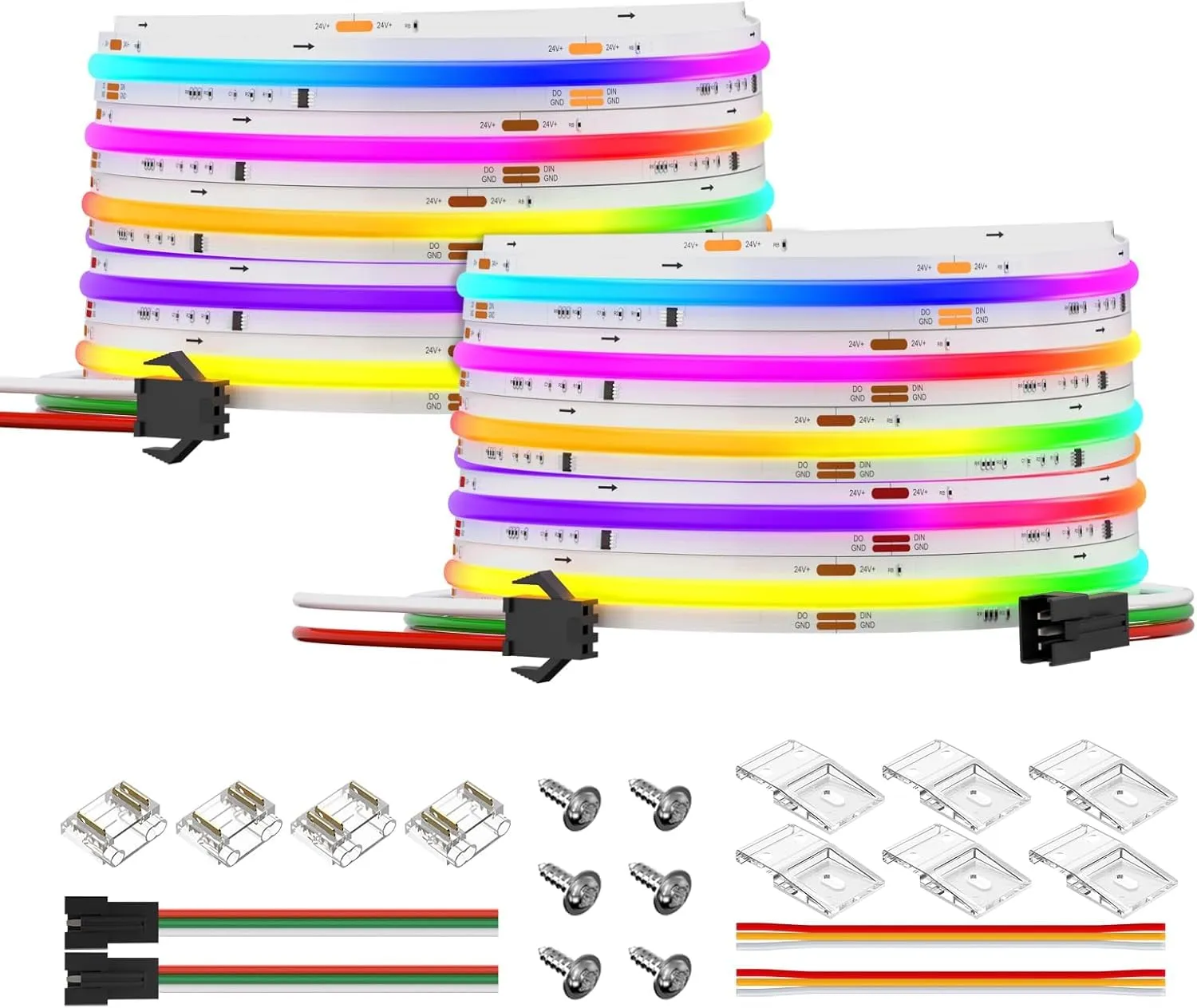 BTF-LIGHTING Striscia LED FCOB RGBIC WS2811 10M (2x5M) 630LEDs/m PCB Bianco - immagine 1