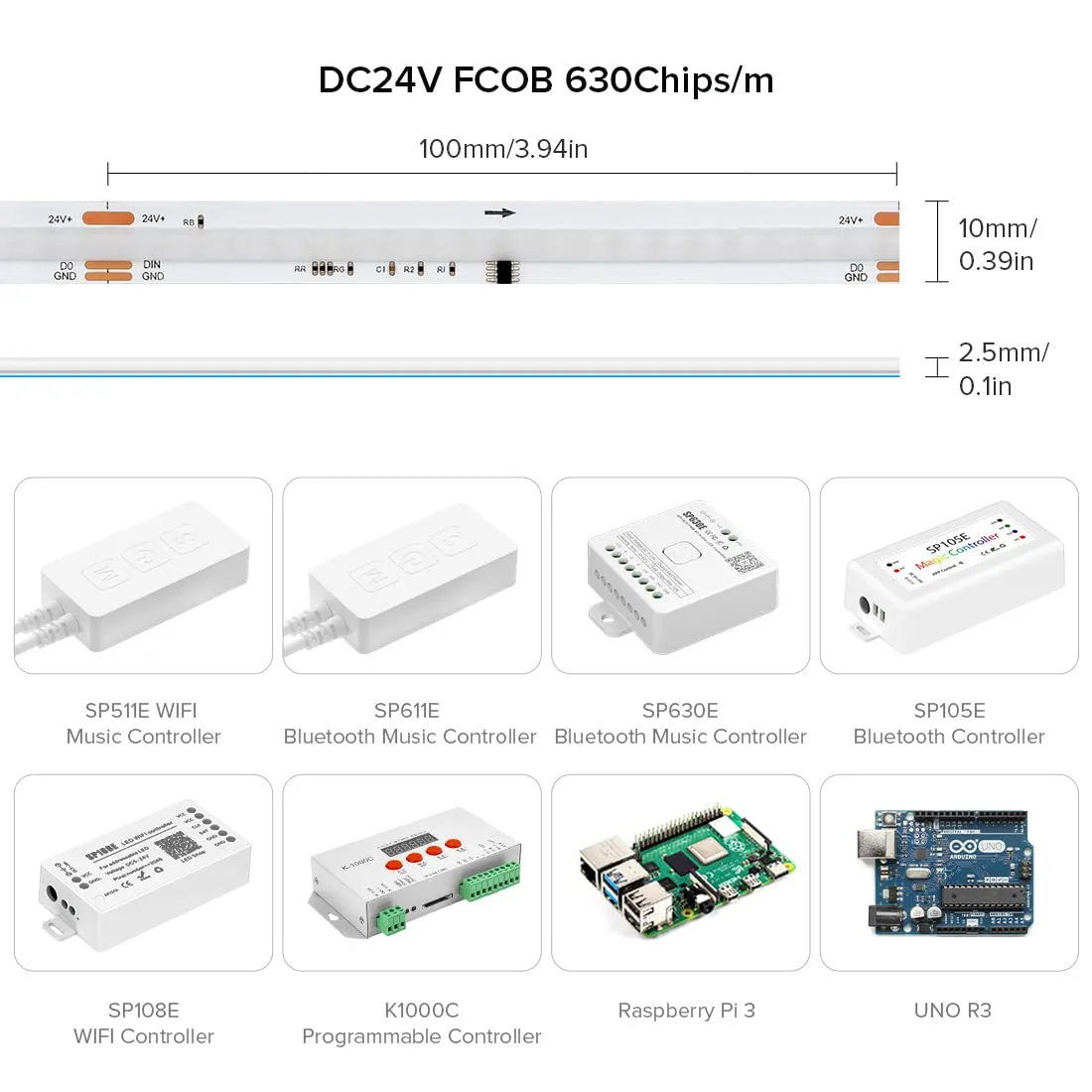 BTF-LIGHTING Striscia LED FCOB RGBIC WS2811 10M (2x5M) 630LEDs/m PCB Bianco - immagine 4