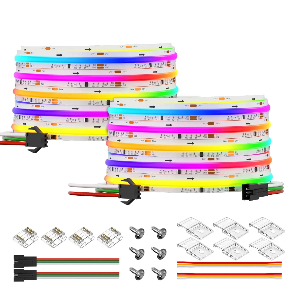BTF-LIGHTING Striscia LED FCOB RGBIC WS2811 10M (2x5M) 720LEDs/m PCB Bianco - immagine 1