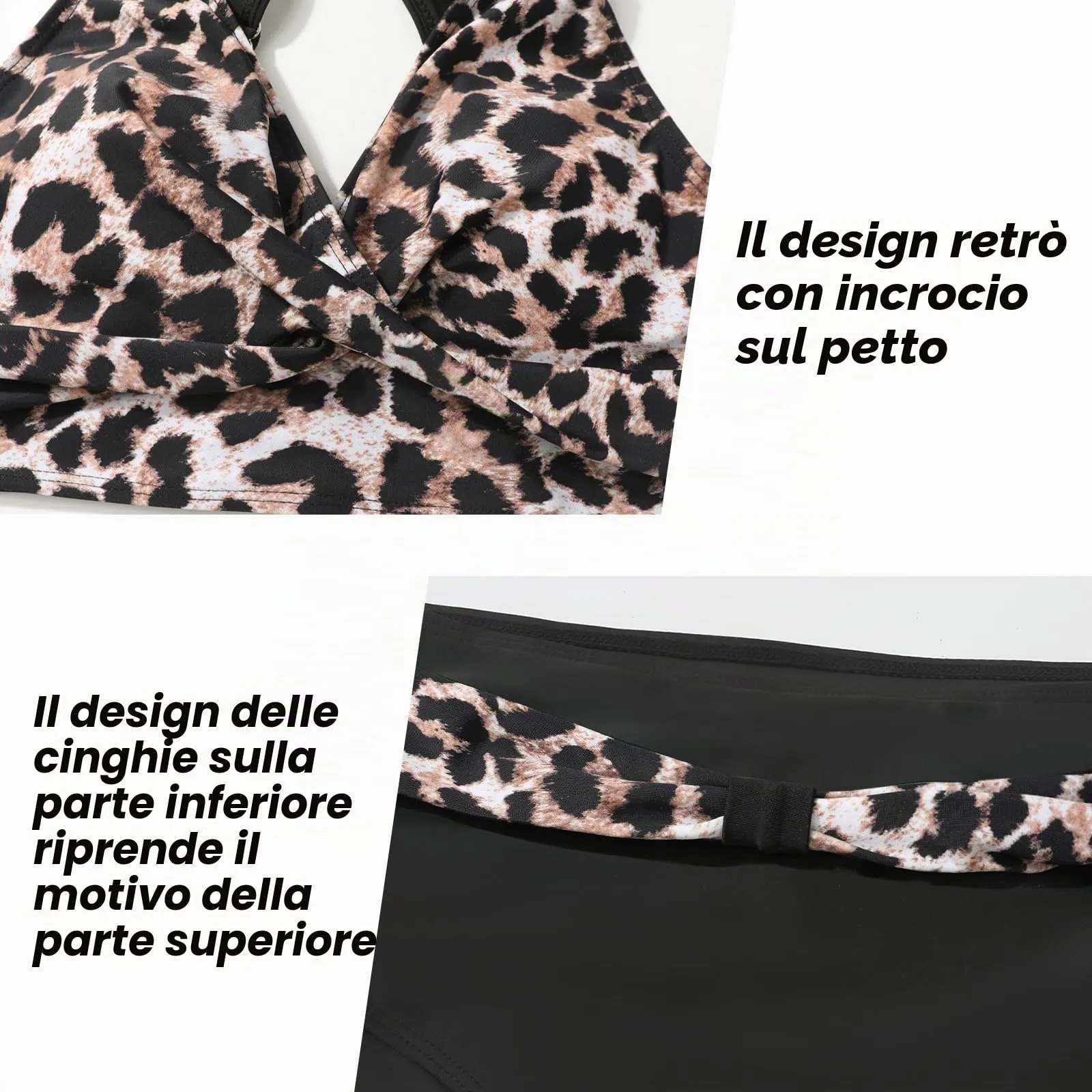 Adigaber Costume da Bagno Due Pezzi Donna Vita Alta Stampato Bikini Set - immagine 4