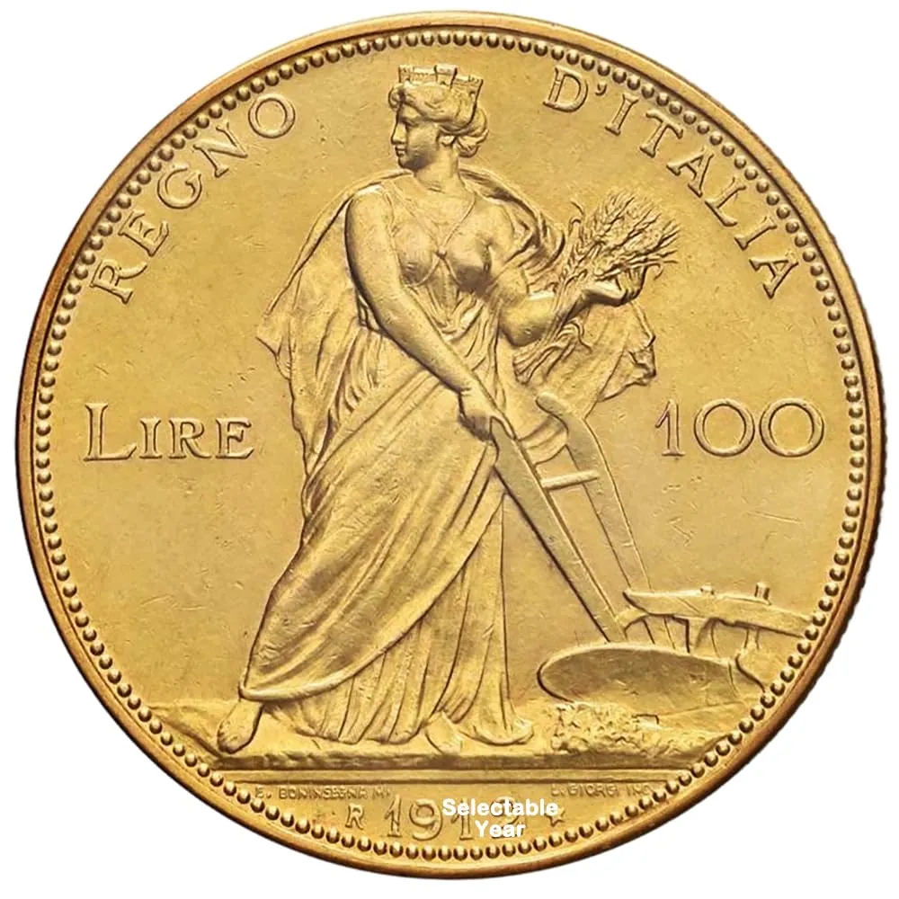 Riproduzione Moneta Oro Regno d'Italia Vittorio Emanuele III 100 Lire 1910 - immagine 2