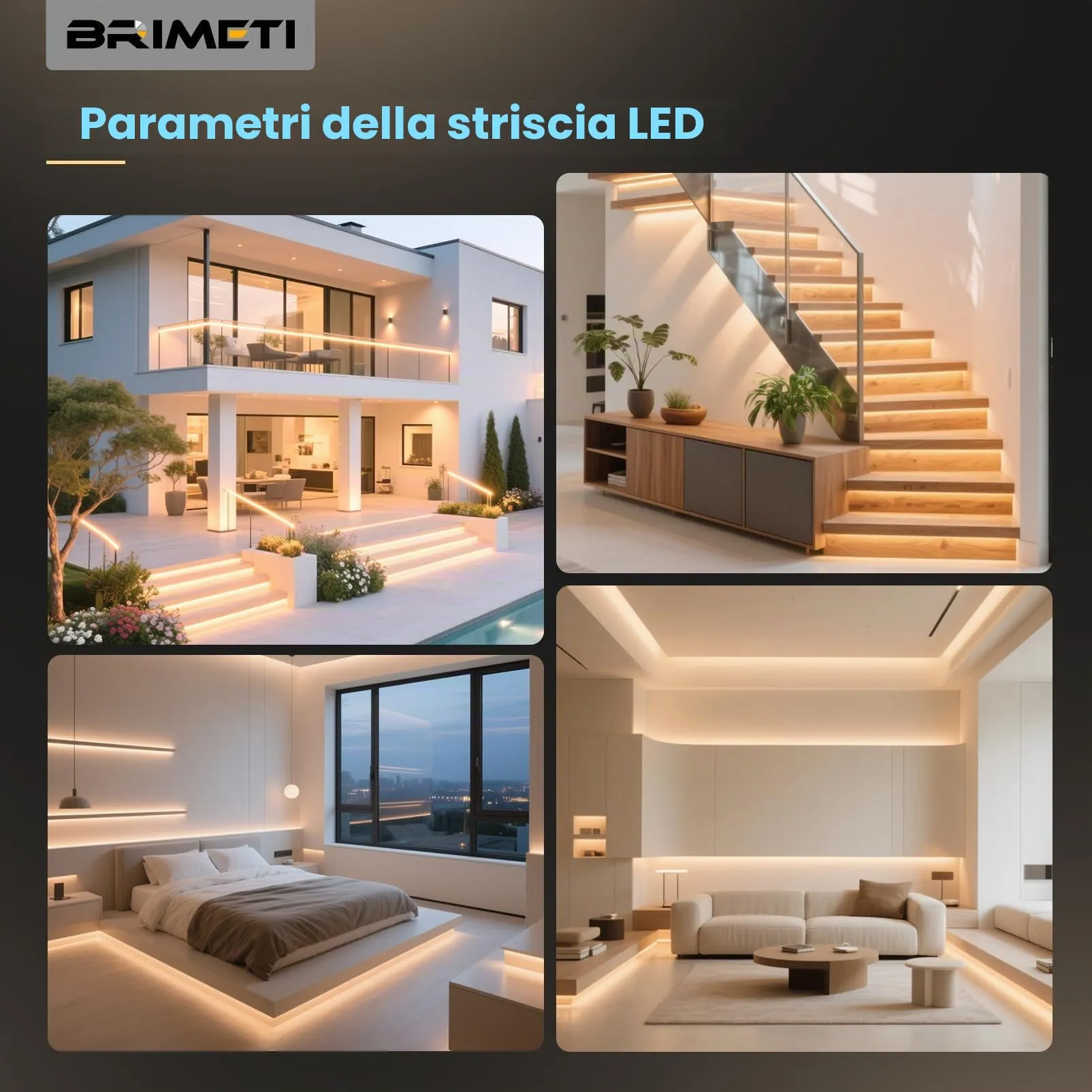 BRIMETI Striscia LED 220V 10M Blanc Chaud 3000K IP65 145LED/M Tagliabile - immagine 6