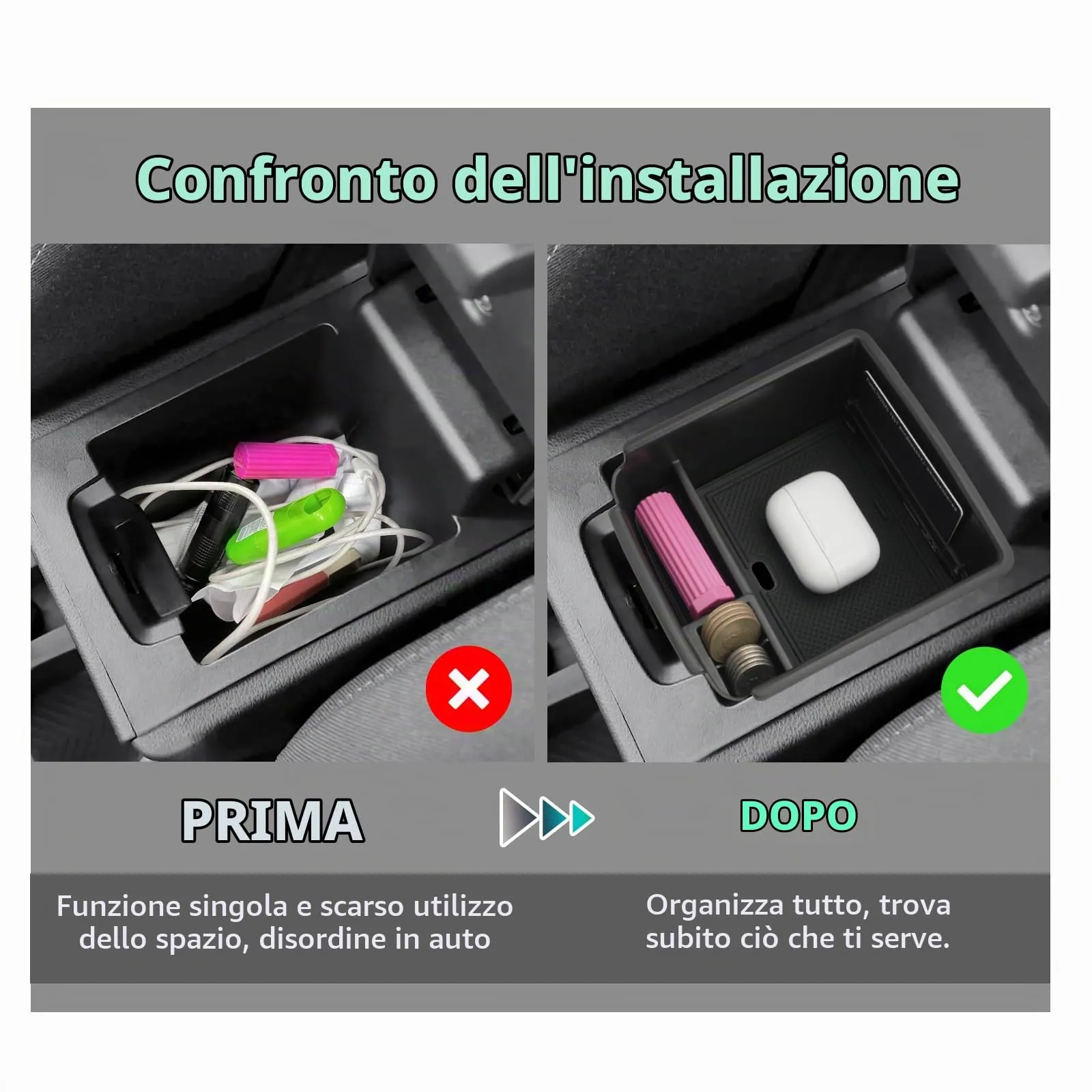 GAFAT Contenitore Console Centrale per Dacia Duster 3 2024-2026 (Freno a mano), Organizer Vano Portaoggetti Bracciolo - immagine 3