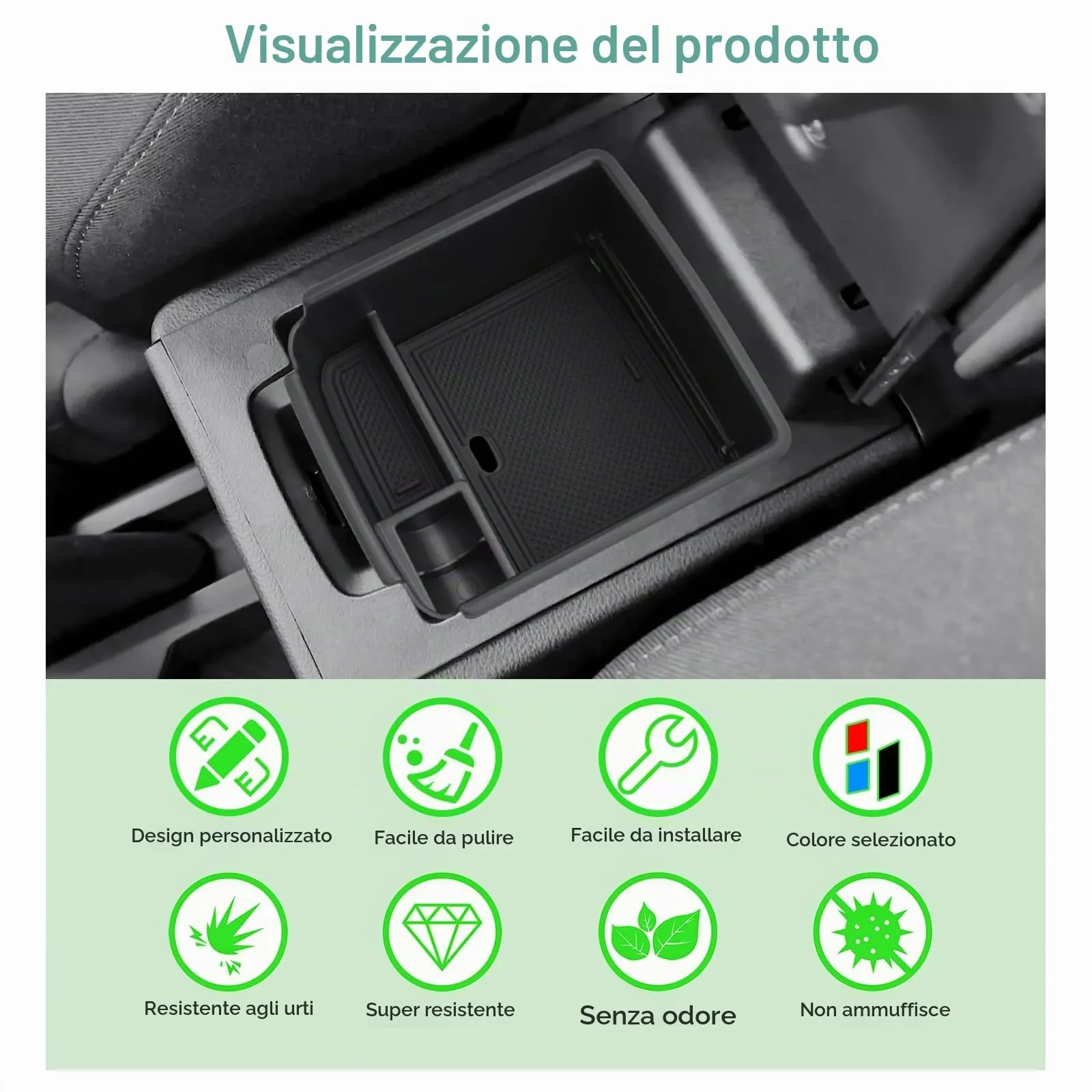 GAFAT Contenitore Console Centrale per Dacia Duster 3 2024-2026 (Freno a mano), Organizer Vano Portaoggetti Bracciolo - immagine 5