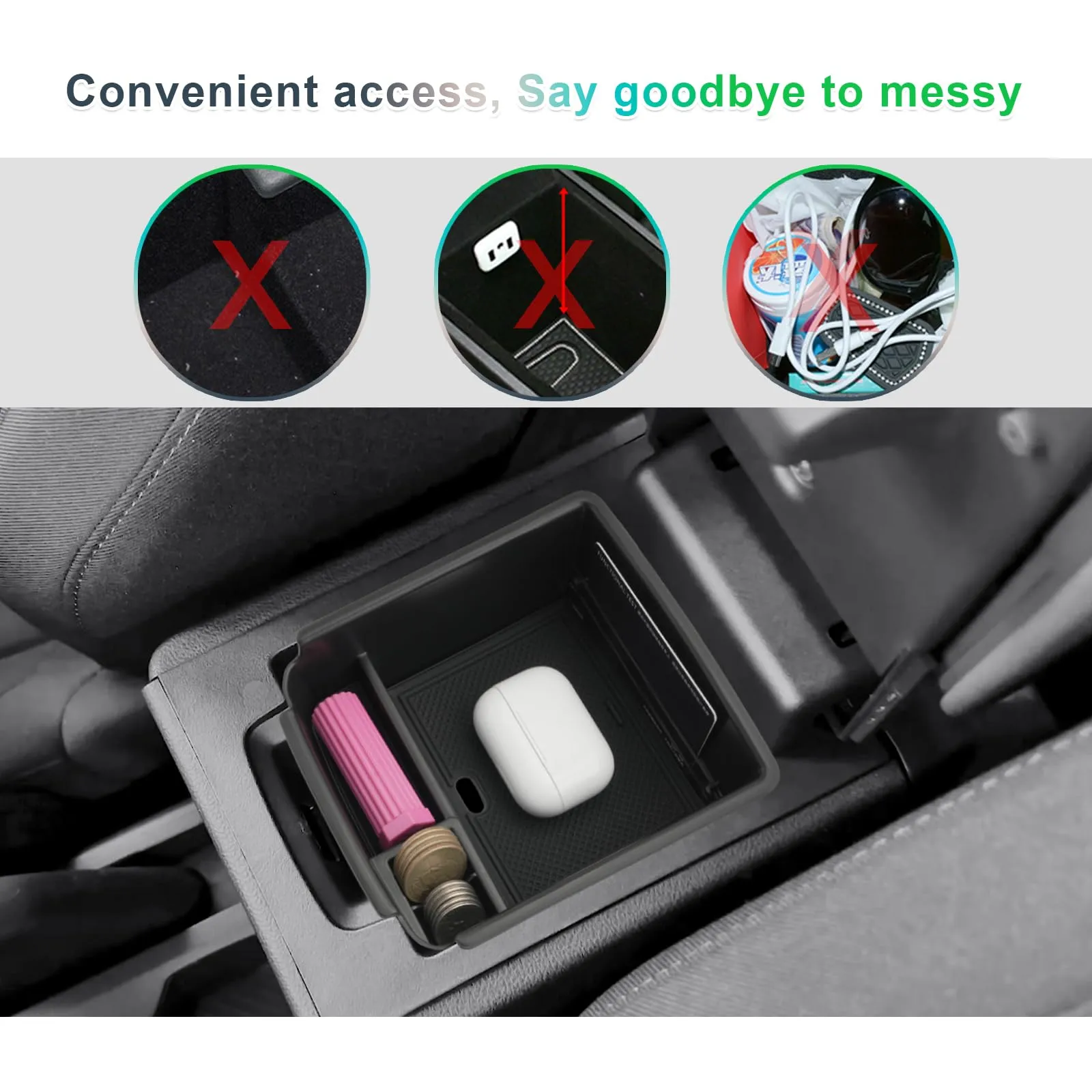 GAFAT Contenitore Console Centrale per Dacia Duster 3 2024-2026 (Freno a mano), Organizer Vano Portaoggetti Bracciolo - immagine 7