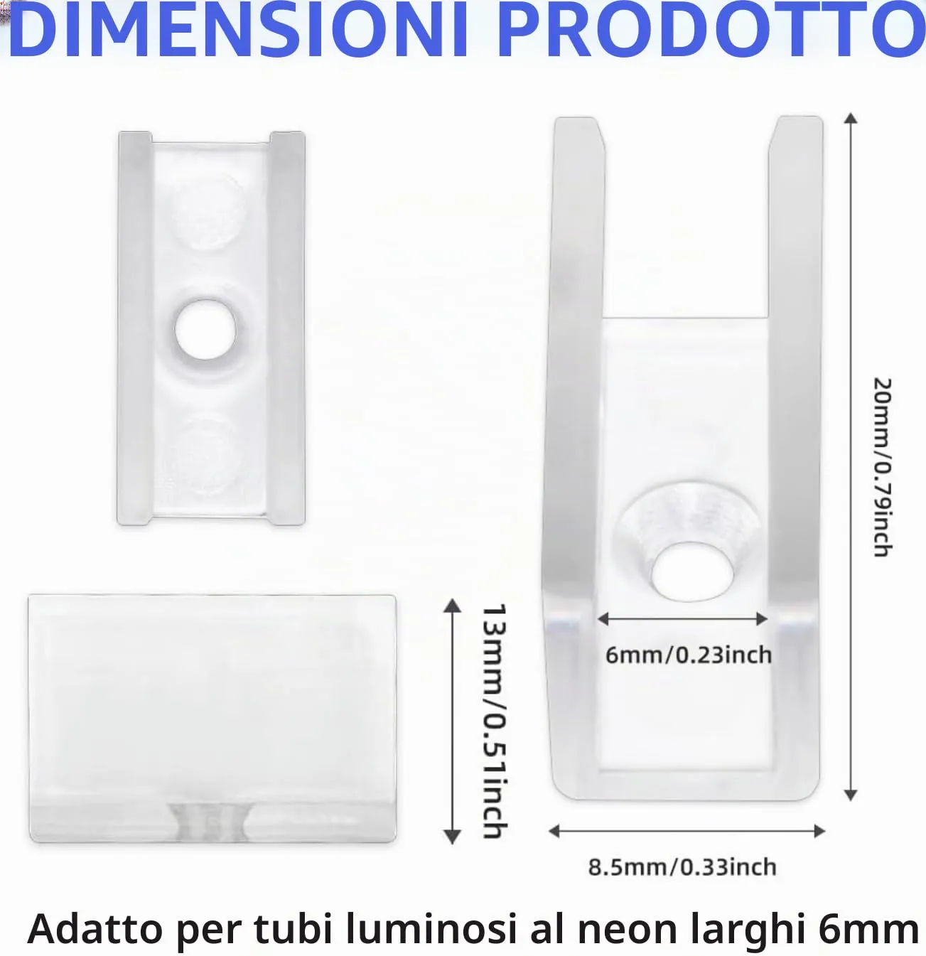 MMEEVT Staffe di montaggio per luci al neon, 100 pezzi, clip di fissaggio per flessibili in silicone 6 x 12 mm - immagine 2