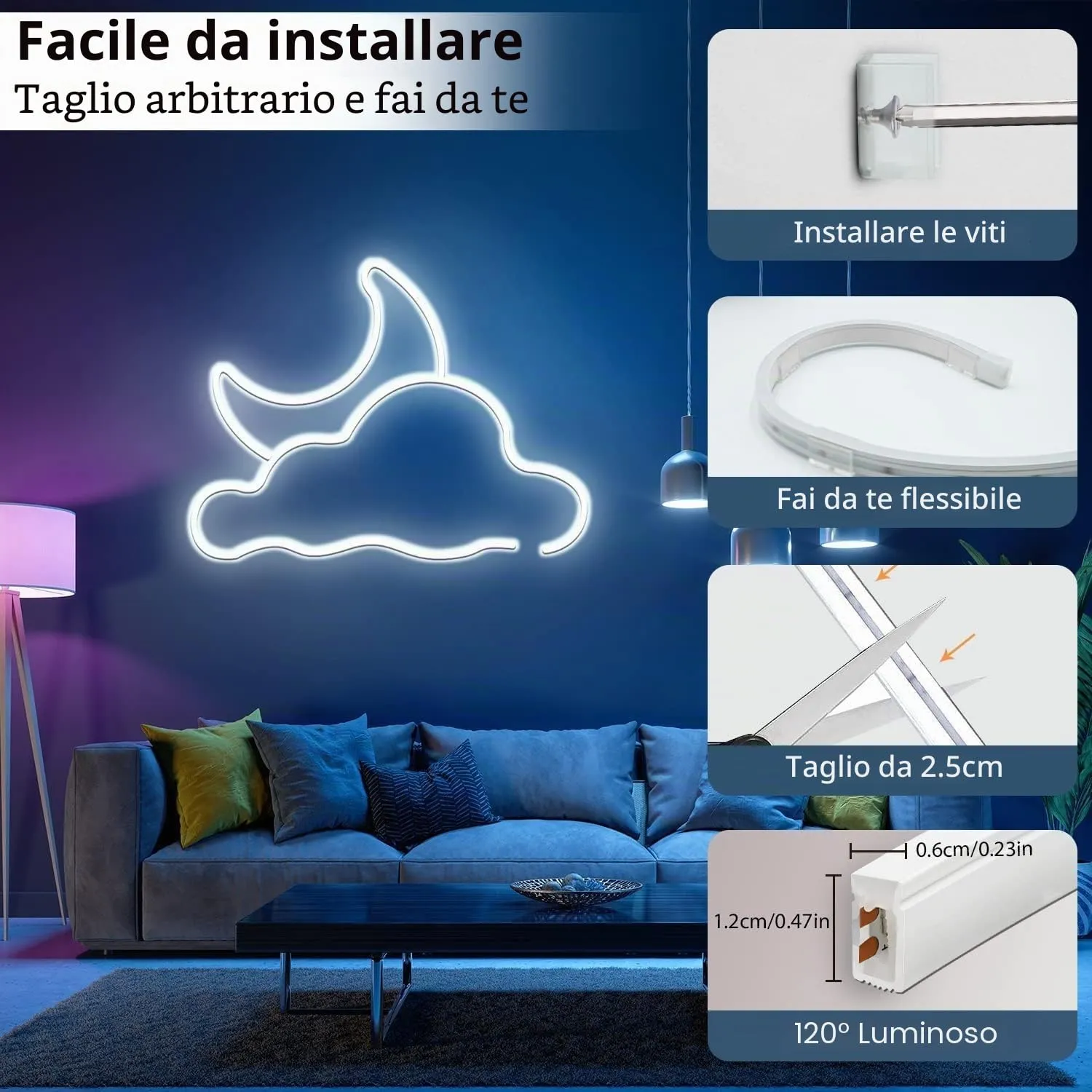 MMEEVT Staffe di montaggio per luci al neon, 100 pezzi, clip di fissaggio per flessibili in silicone 6 x 12 mm - immagine 4