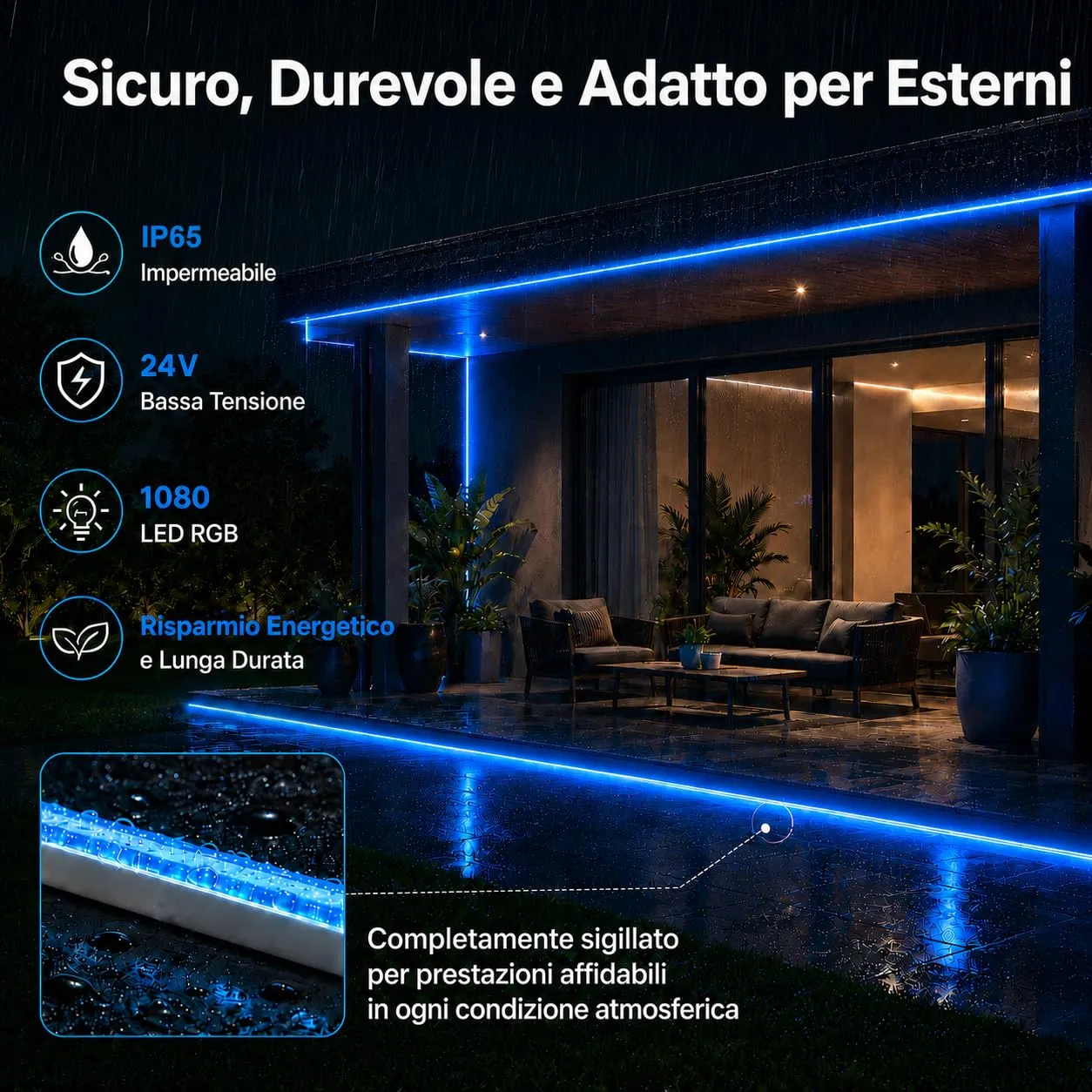 MMEEVT 15M Striscia LED Neon RGB, IP65 24V per Esterni e Interni - immagine 5