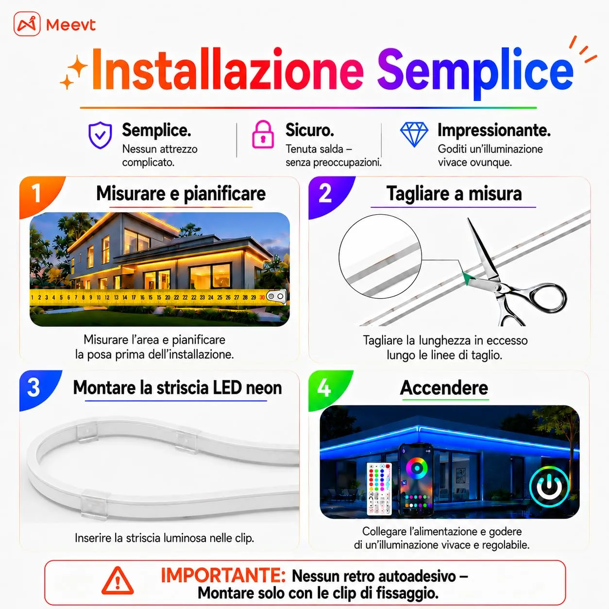 MMEEVT 15M Striscia LED Neon RGB, IP65 24V per Esterni e Interni - immagine 8