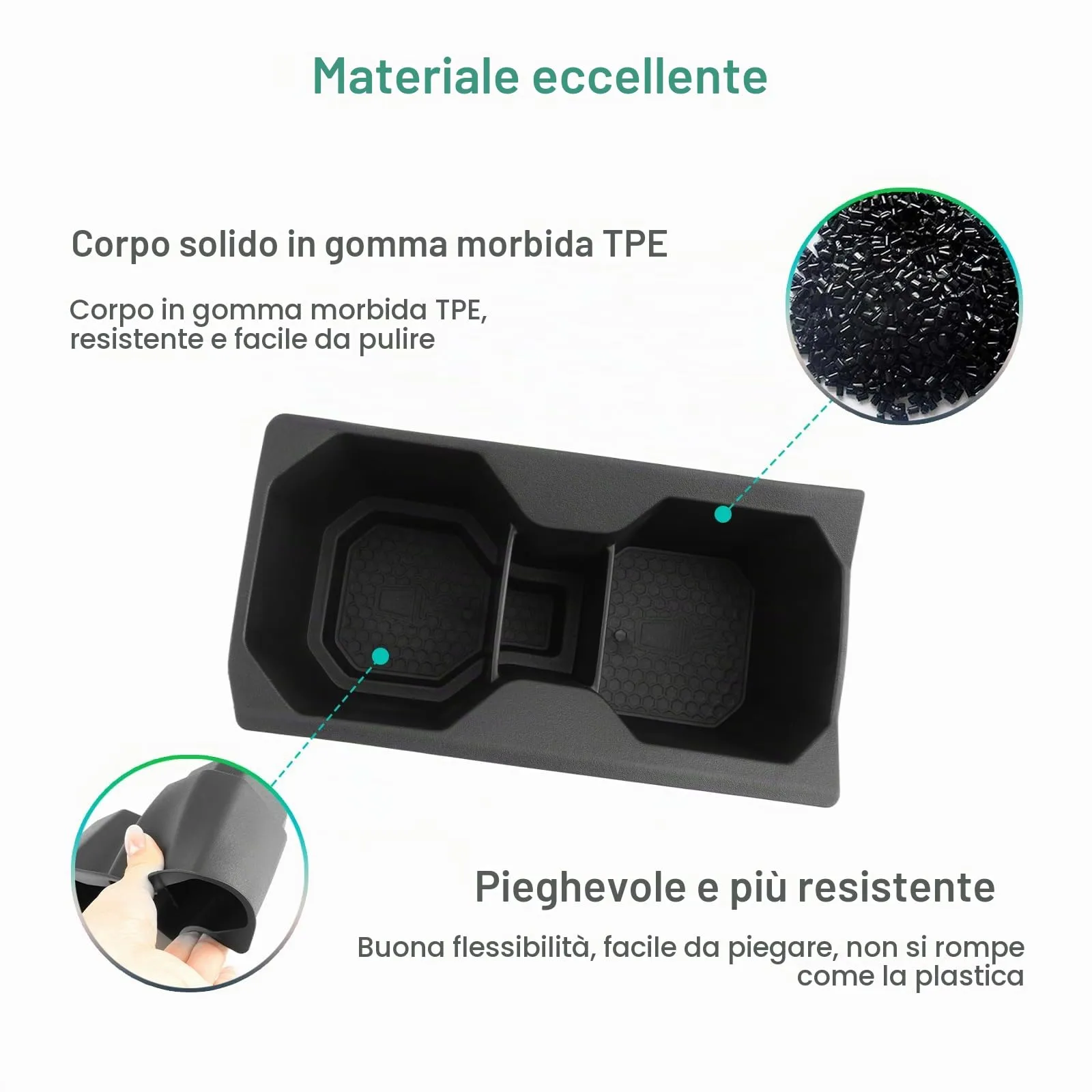 GAFAT Cup Holder Insert for Dacia Duster 3 (2024-2026) and Dacia Bigster (2025-2028), TPE Soft Rubber Center Console Organizer - immagine 4