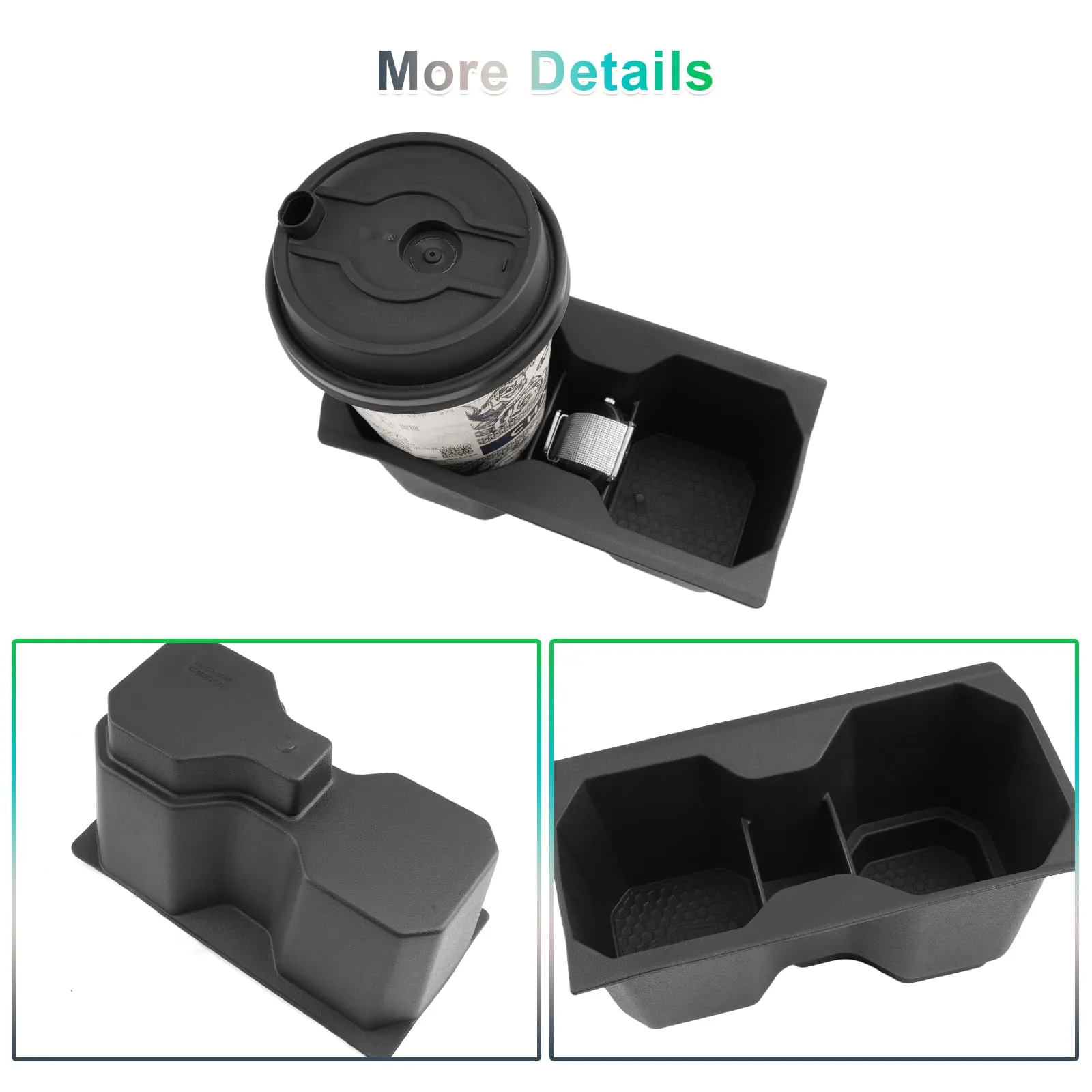 GAFAT Cup Holder Insert for Dacia Duster 3 (2024-2026) and Dacia Bigster (2025-2028), TPE Soft Rubber Center Console Organizer - immagine 6
