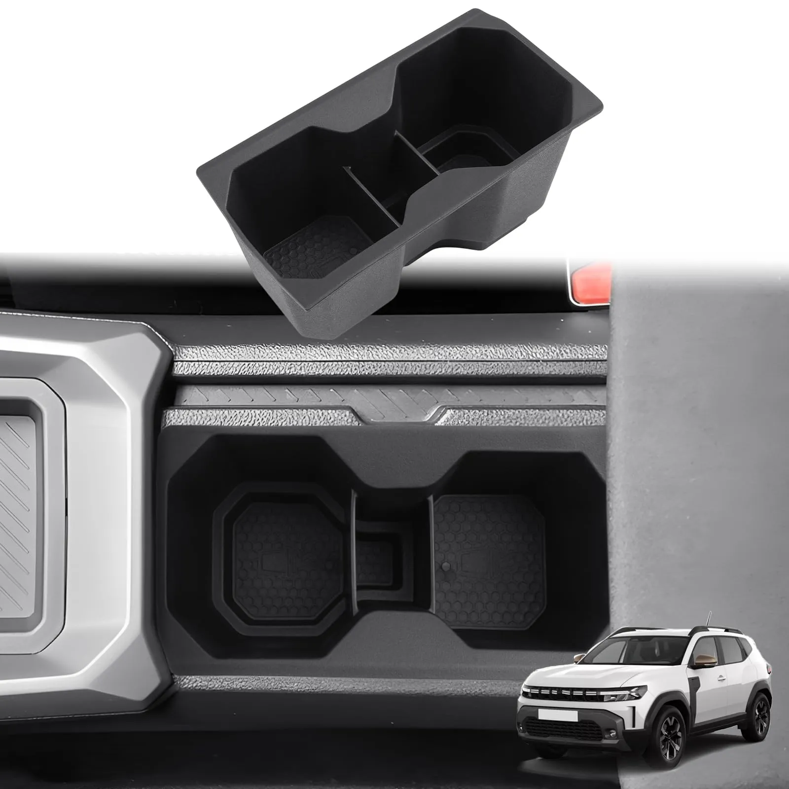 GAFAT Cup Holder Insert for Dacia Duster 3 (2024-2026) and Dacia Bigster (2025-2028), TPE Soft Rubber Center Console Organizer - immagine 8