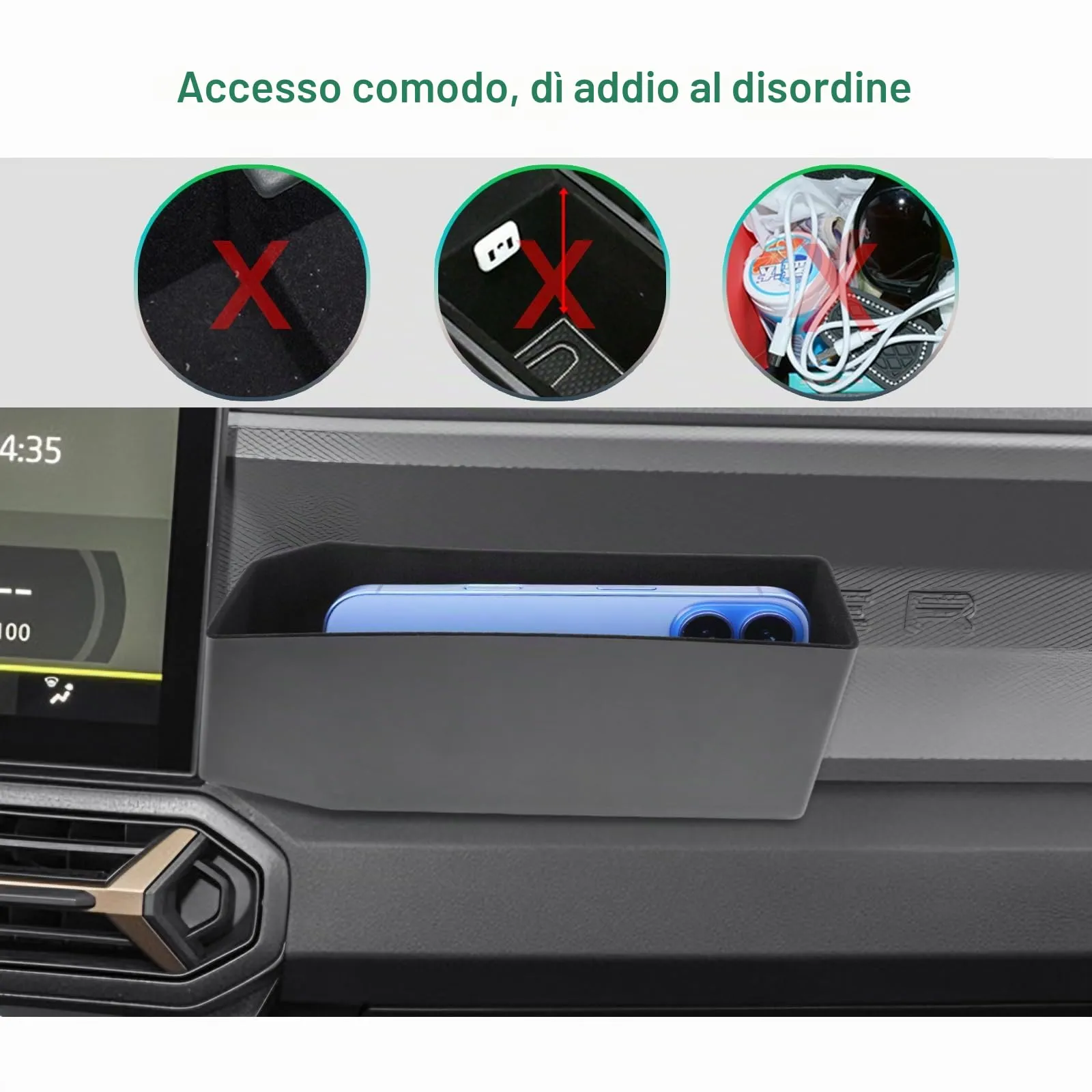 GAFAT Console Centrale Organizer Portaoggetti Lato Passeggero per Dacia Duster 3 (2024-2026) e Dacia Bigster (2025-2028) - immagine 6