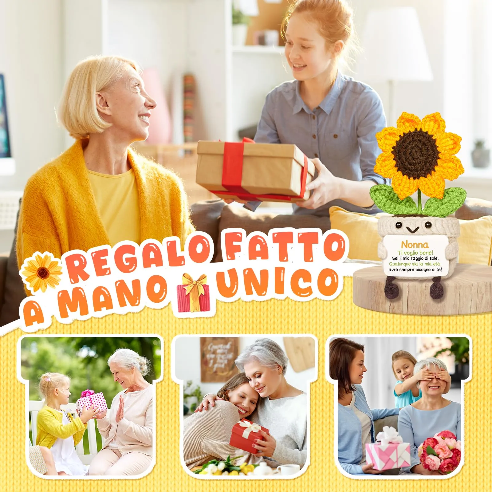 Giftasy Girasole All’Uncinetto per Nonna - immagine 6