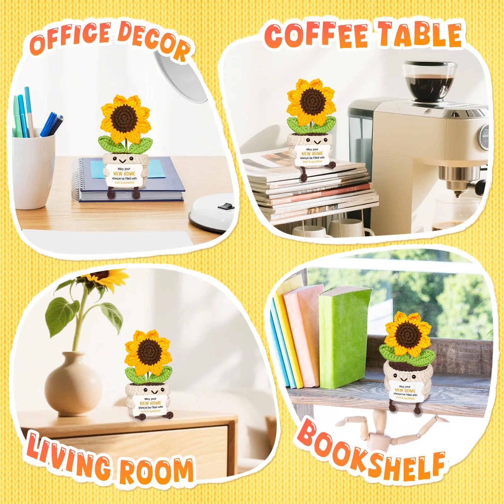 Giftasy Girasole a Maglia Fatto a Mano con Scheda Messaggio - immagine 7