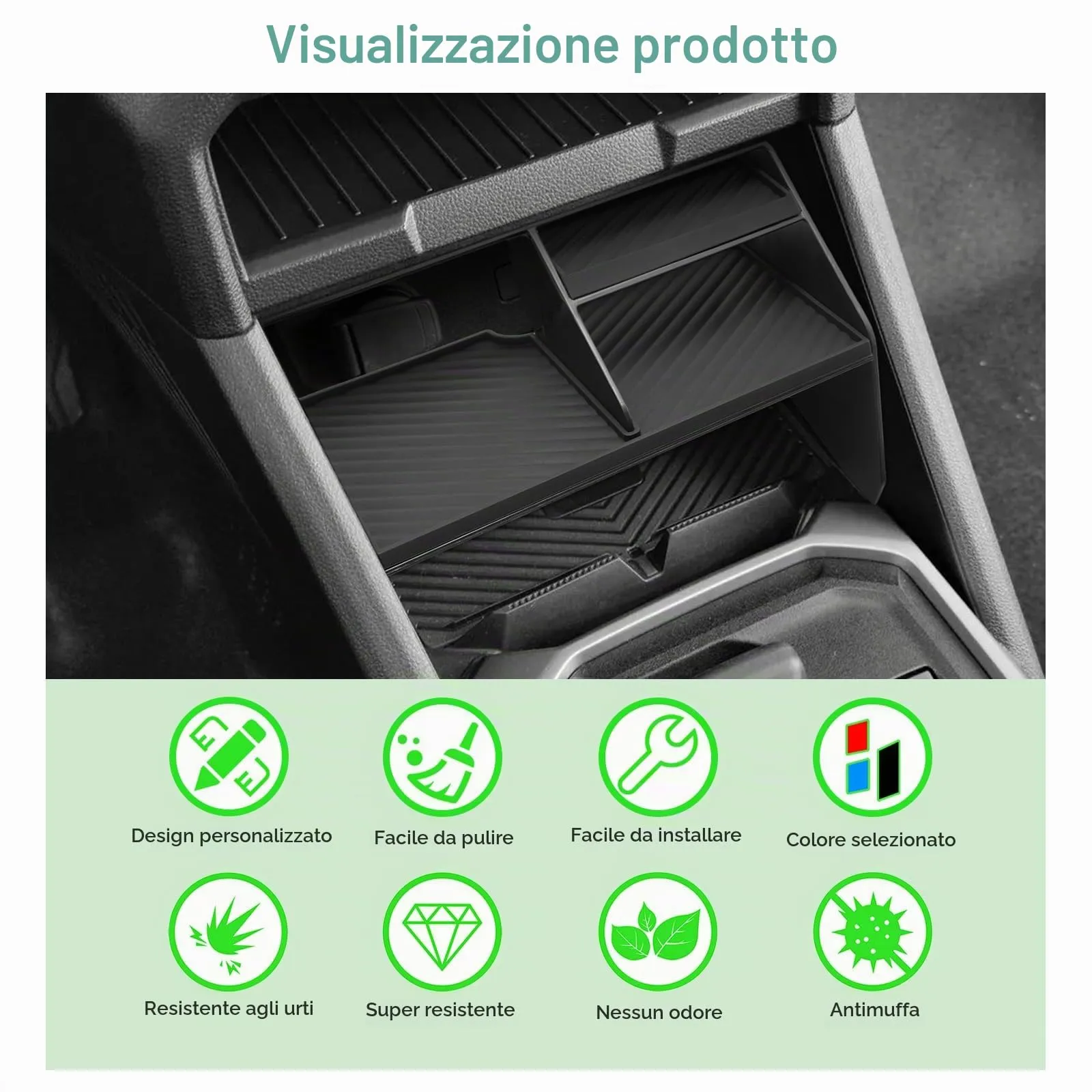 GAFAT Portaoggetti Console Centrale per Dacia Duster 3 2024-2026, Organizer con 3 Scomparti e Tappetino in Silicone - immagine 5