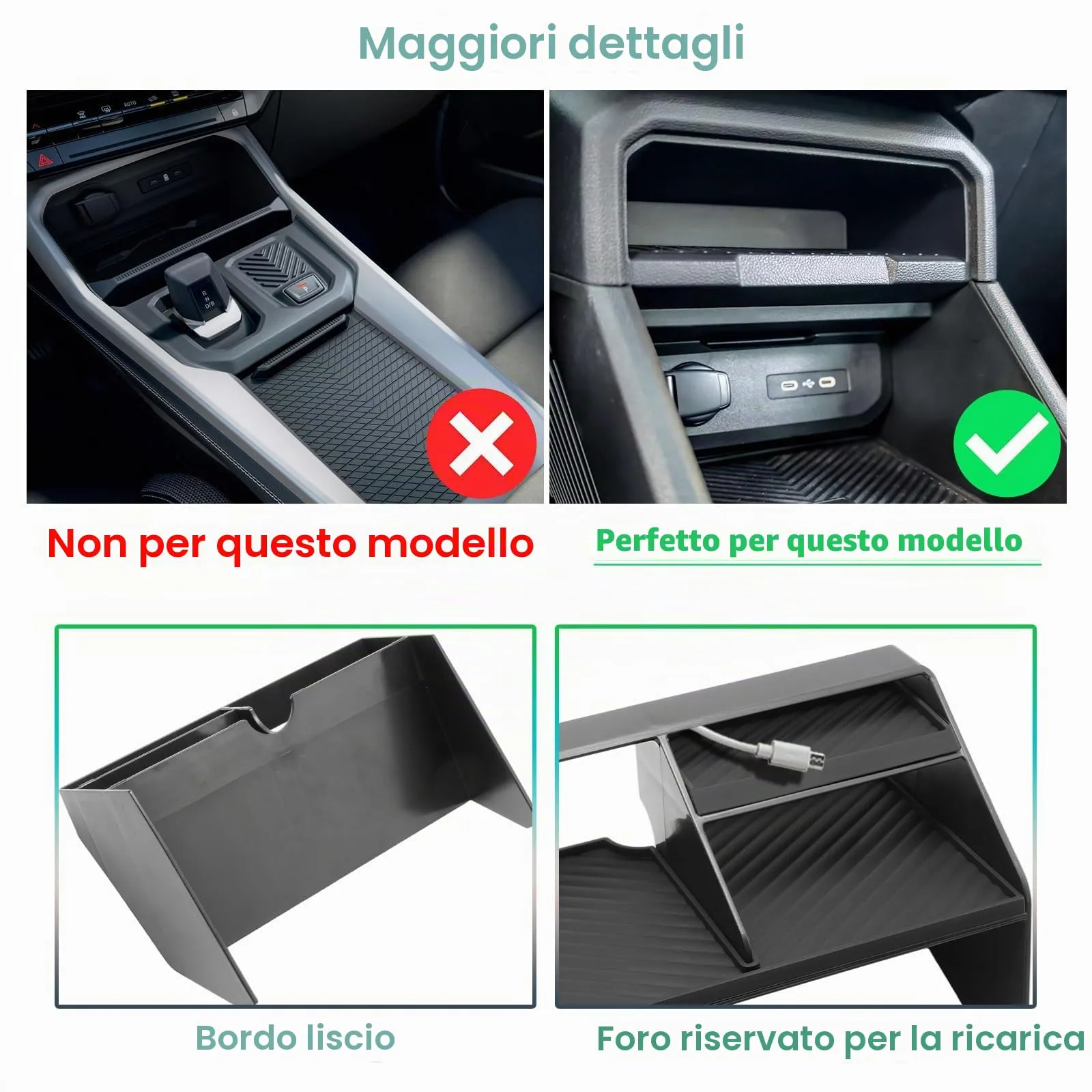 GAFAT Portaoggetti Console Centrale per Dacia Duster 3 2024-2026, Organizer con 3 Scomparti e Tappetino in Silicone - immagine 6
