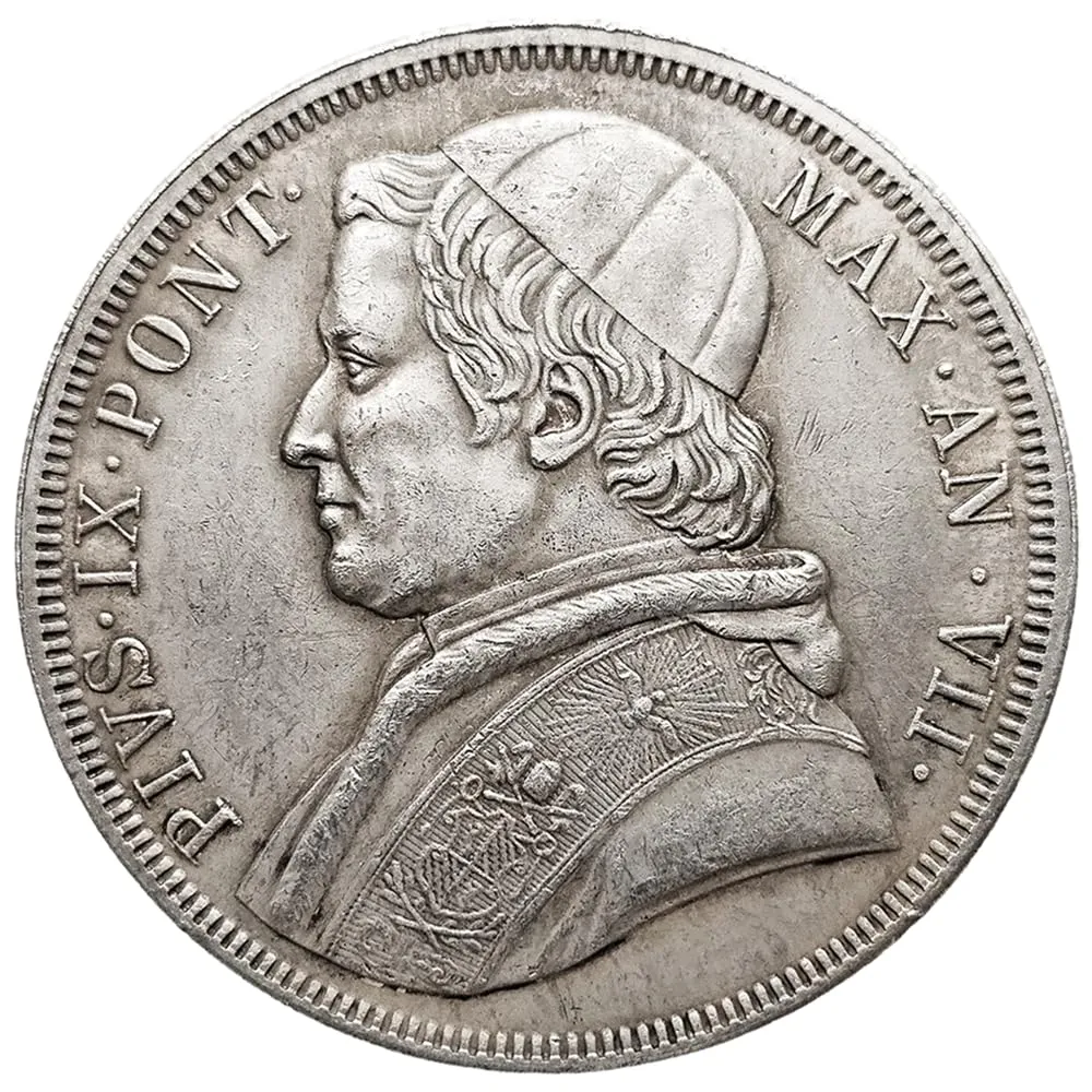 Riproduzione Moneta 1853 Papal States Scudo Facsimile - immagine 2