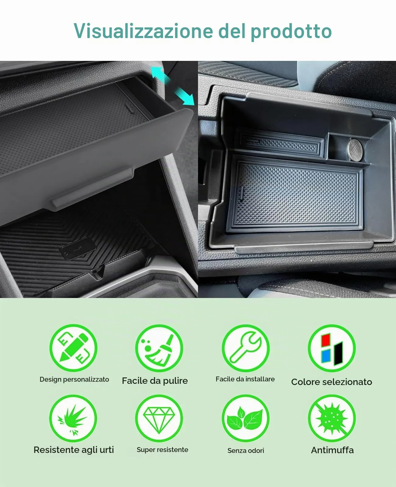 GAFAT Set di 2 Contenitore Console Centrale e Cassetto Scorrevole per Dacia Duster 3 2024-2027 - immagine 6