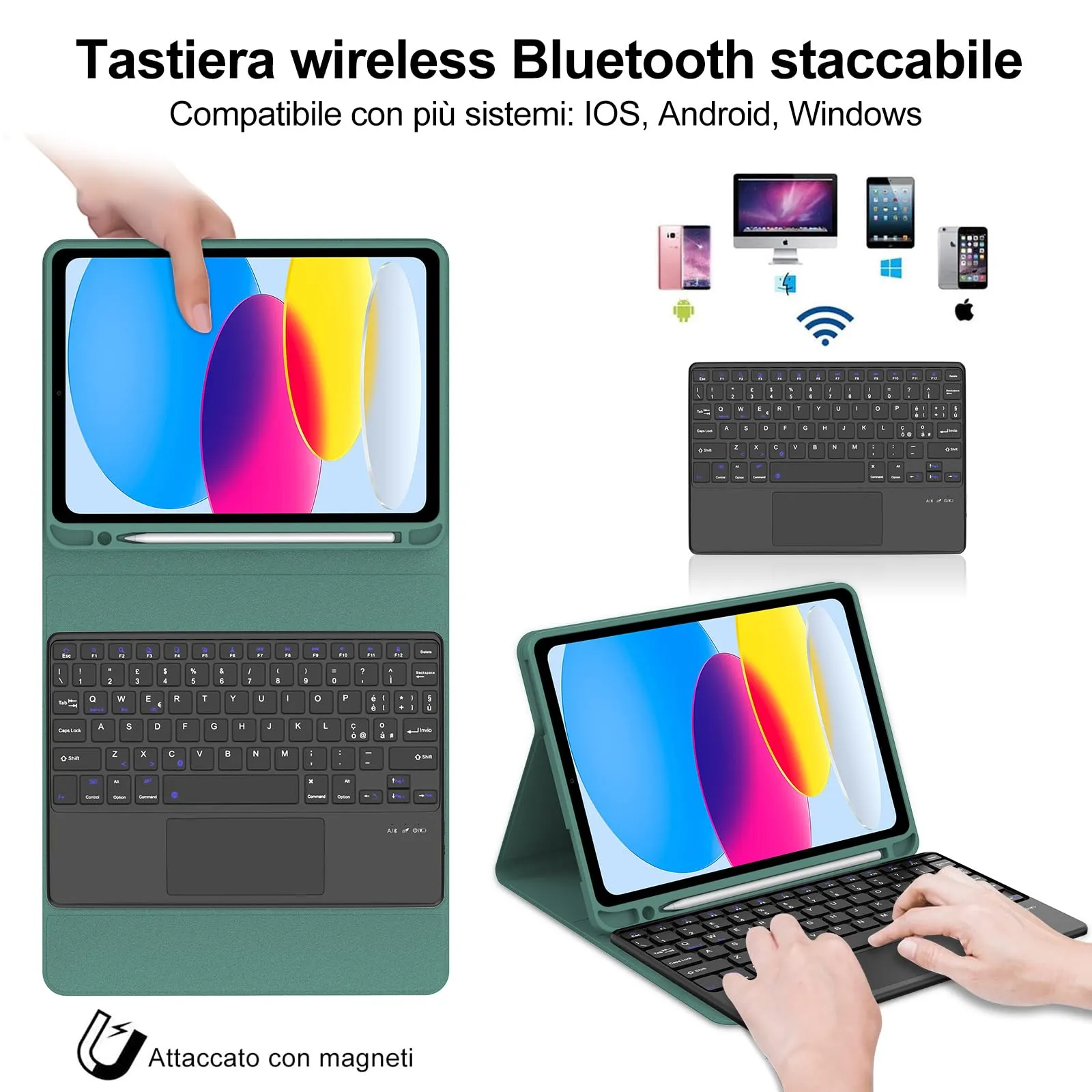 IVEOPPE Tastiera per iPad 11 Generazione 11" (2025) e iPad 10 Generazione 10.9" (2022) Modelli A16, A2696, A2757, A2777, A3354, A3355, A3356 - immagine 3