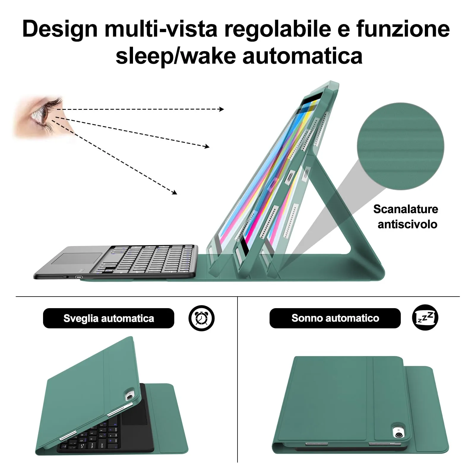 IVEOPPE Tastiera per iPad 11 Generazione 11" (2025) e iPad 10 Generazione 10.9" (2022) Modelli A16, A2696, A2757, A2777, A3354, A3355, A3356 - immagine 6