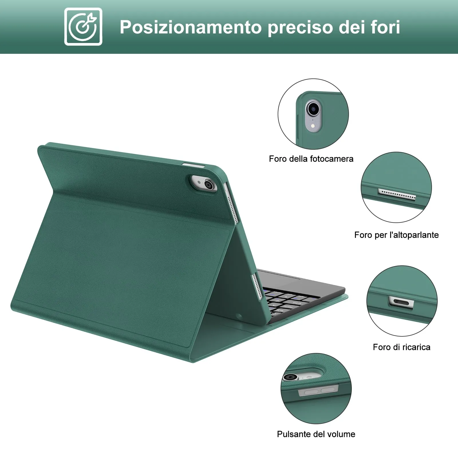 IVEOPPE Tastiera per iPad 11 Generazione 11" (2025) e iPad 10 Generazione 10.9" (2022) Modelli A16, A2696, A2757, A2777, A3354, A3355, A3356 - immagine 7