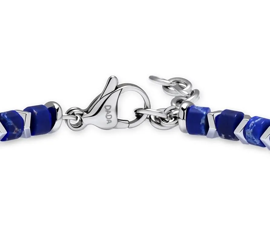 Dada Gioielli Bracciale Unisex in Acciaio Inossidabile e Pietre Naturali Multicolor (Blu + Aulite Bianca) - immagine 9