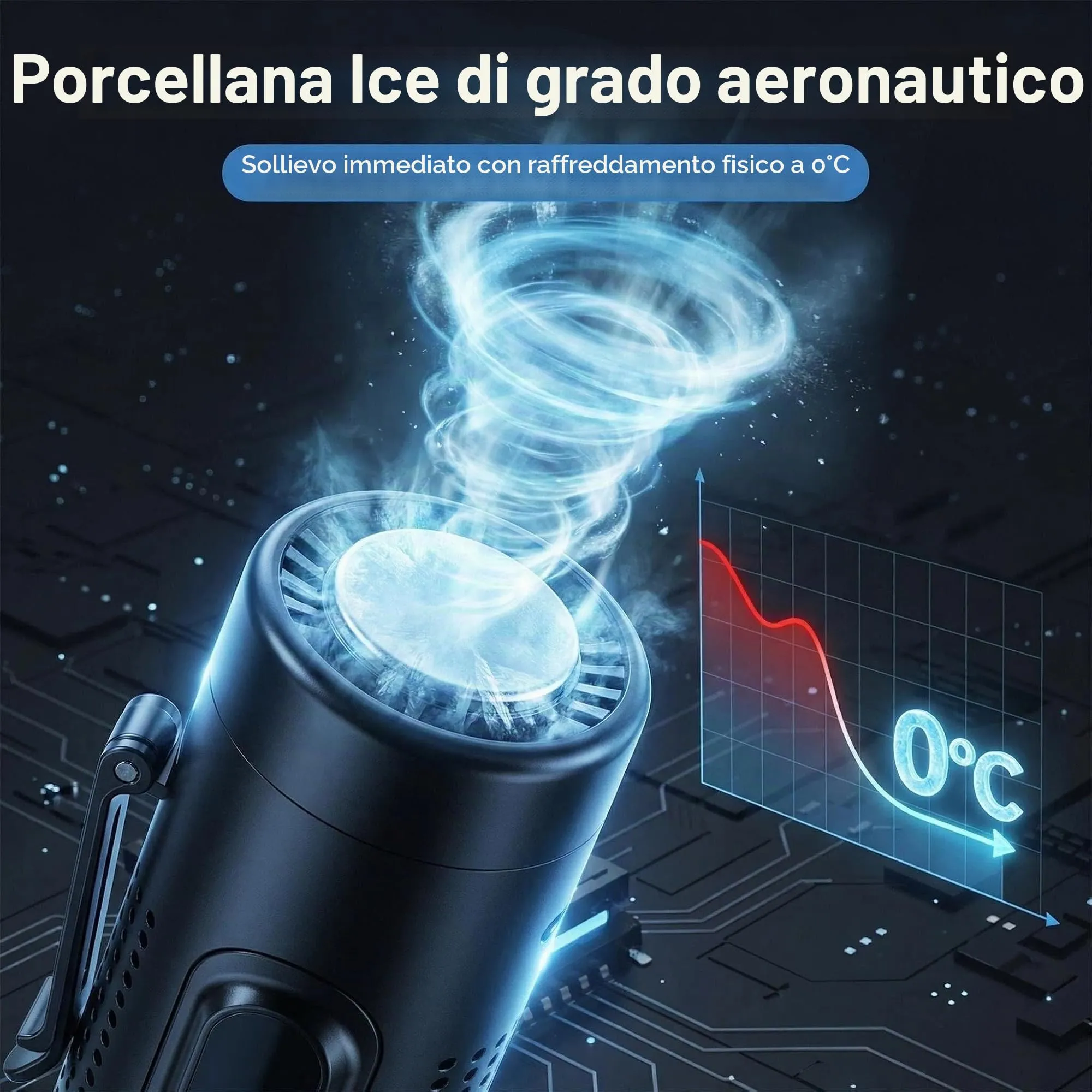 LUCYLANKER Mini Ventilatore Portatile 3 in 1 con Piastra Raffreddante, 5 Velocità, Display LED, USB-C, Clip, Supporto e Torcia, Ricaricabile (Nero) - immagine 2