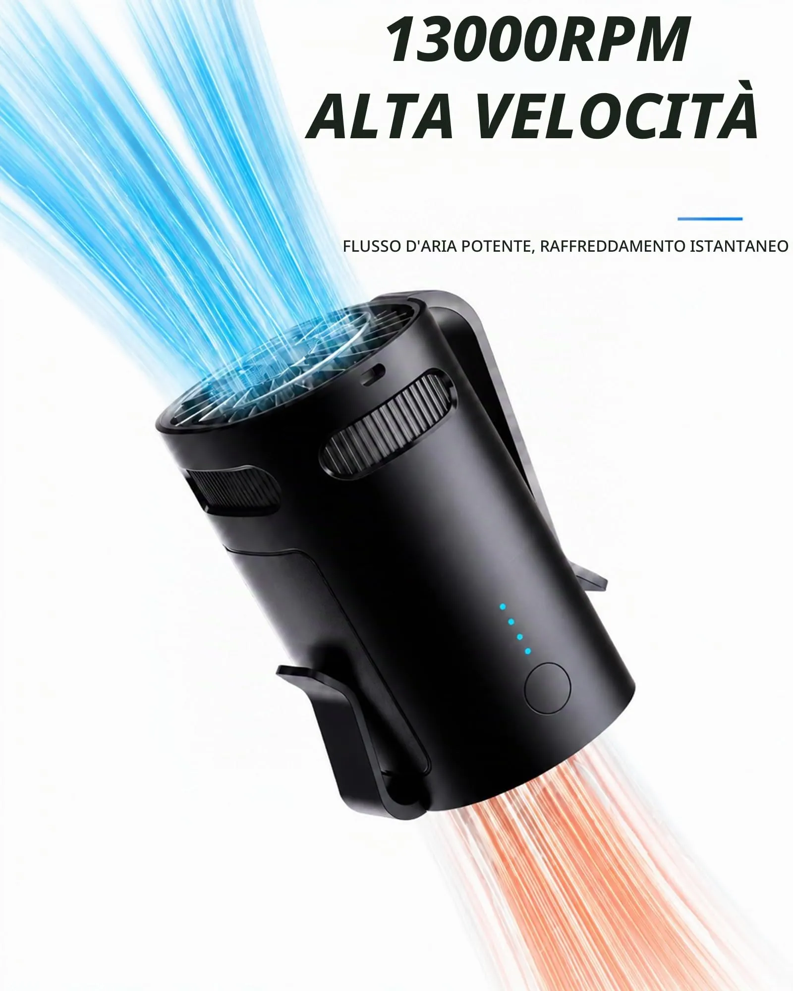 LUCYLANKER Ventilatore da Cintura Portatile con Clip e Cordino, 4 Velocità, Nero - immagine 4
