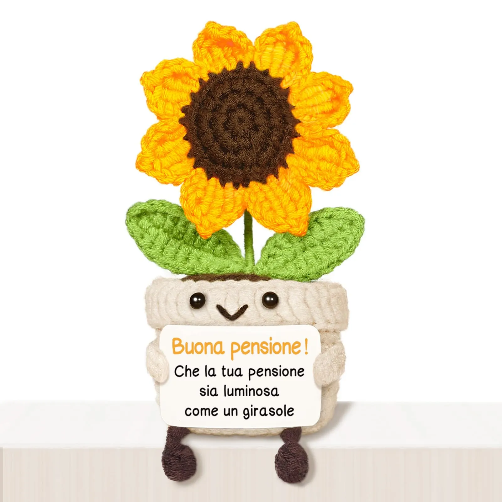 Giftasy Girasole Amigurumi Decorativo Fatto a Mano per Pensione Donna - immagine 1